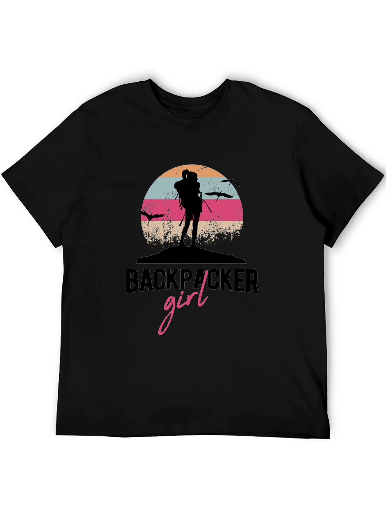 Backpacker Girl Graphic Tee - Adventure Shirt