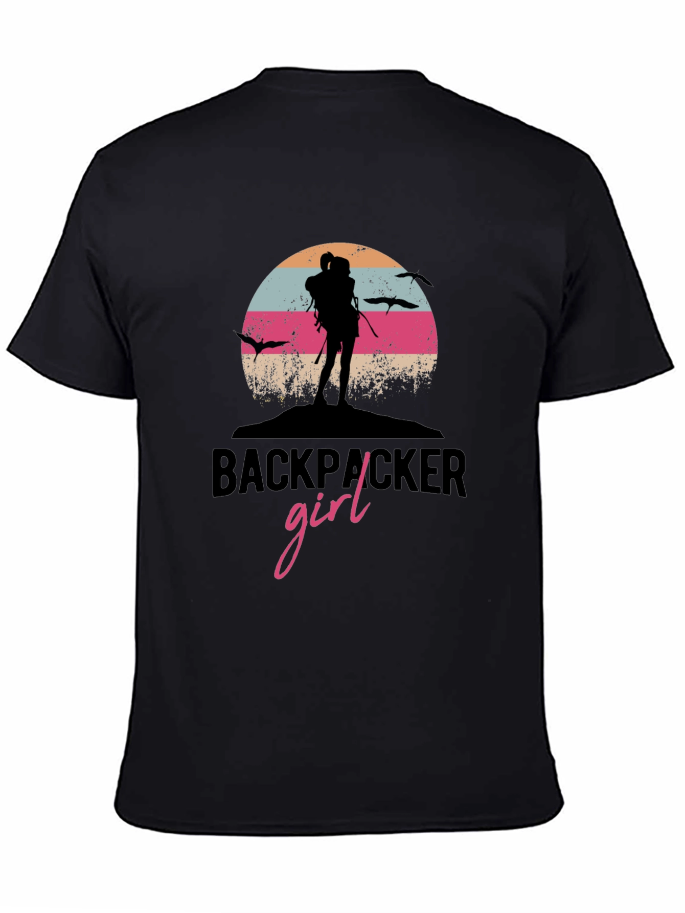 Backpacker Girl Graphic Tee - Adventure Shirt