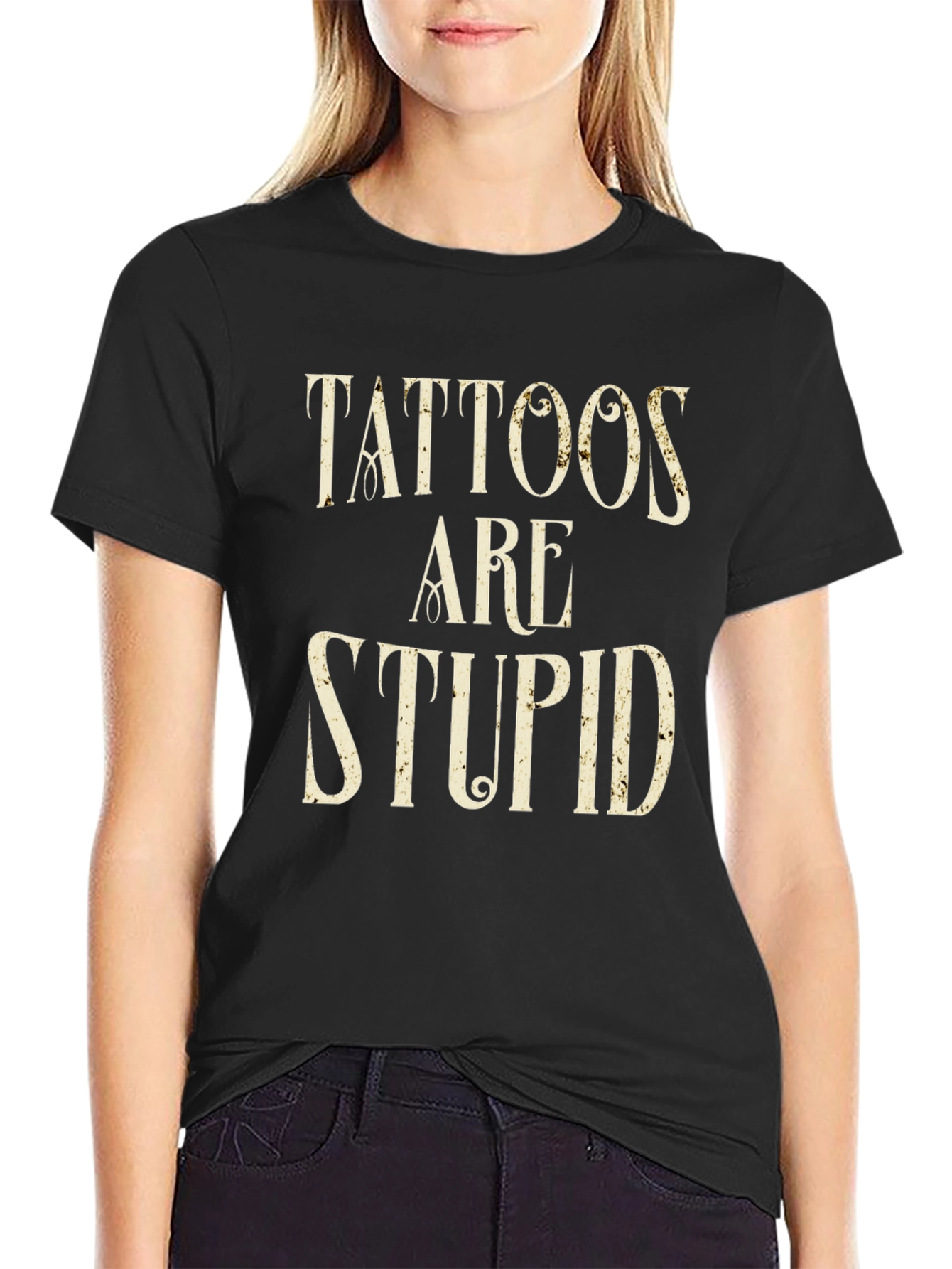 Tattoos Are Stupid Graphic Tee - Black