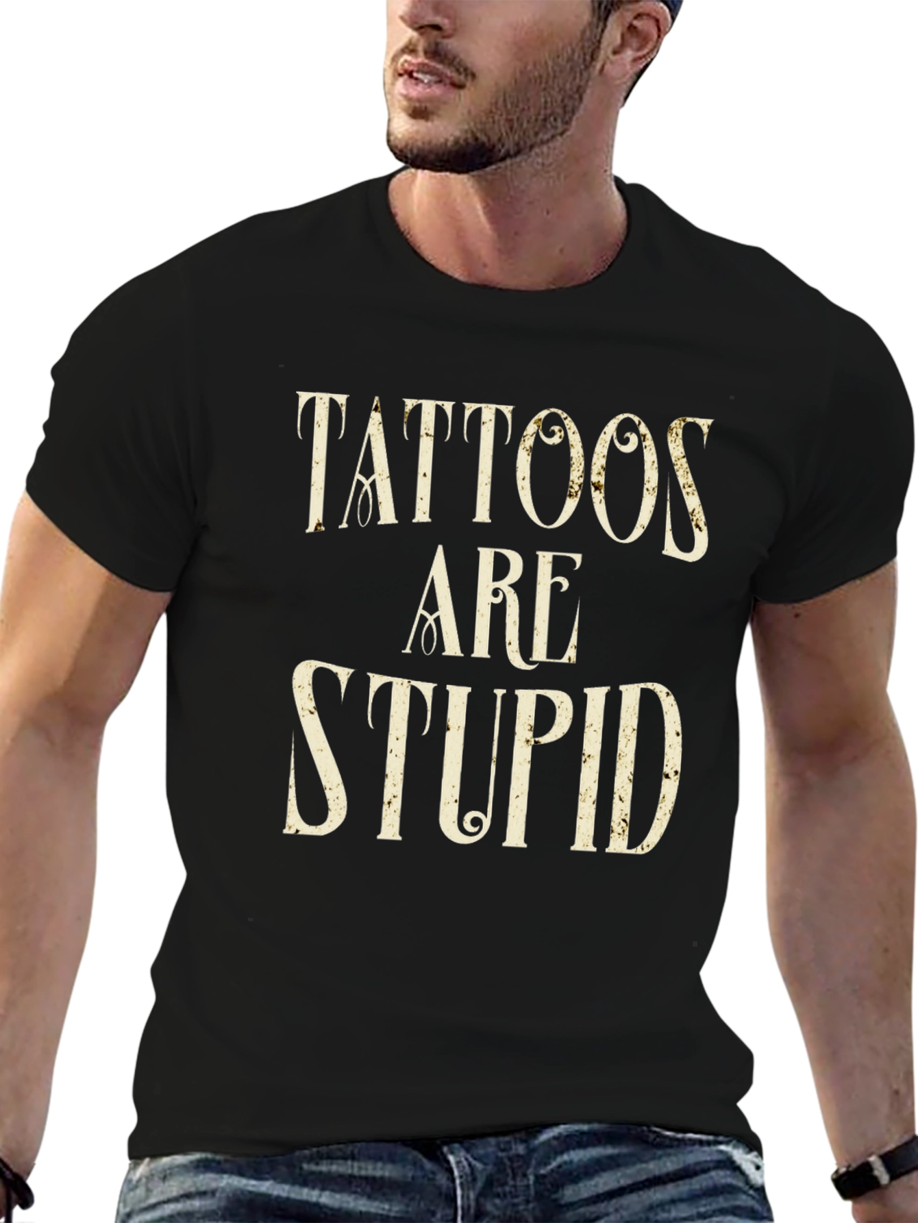 Tattoos Are Stupid Graphic Tee - Black