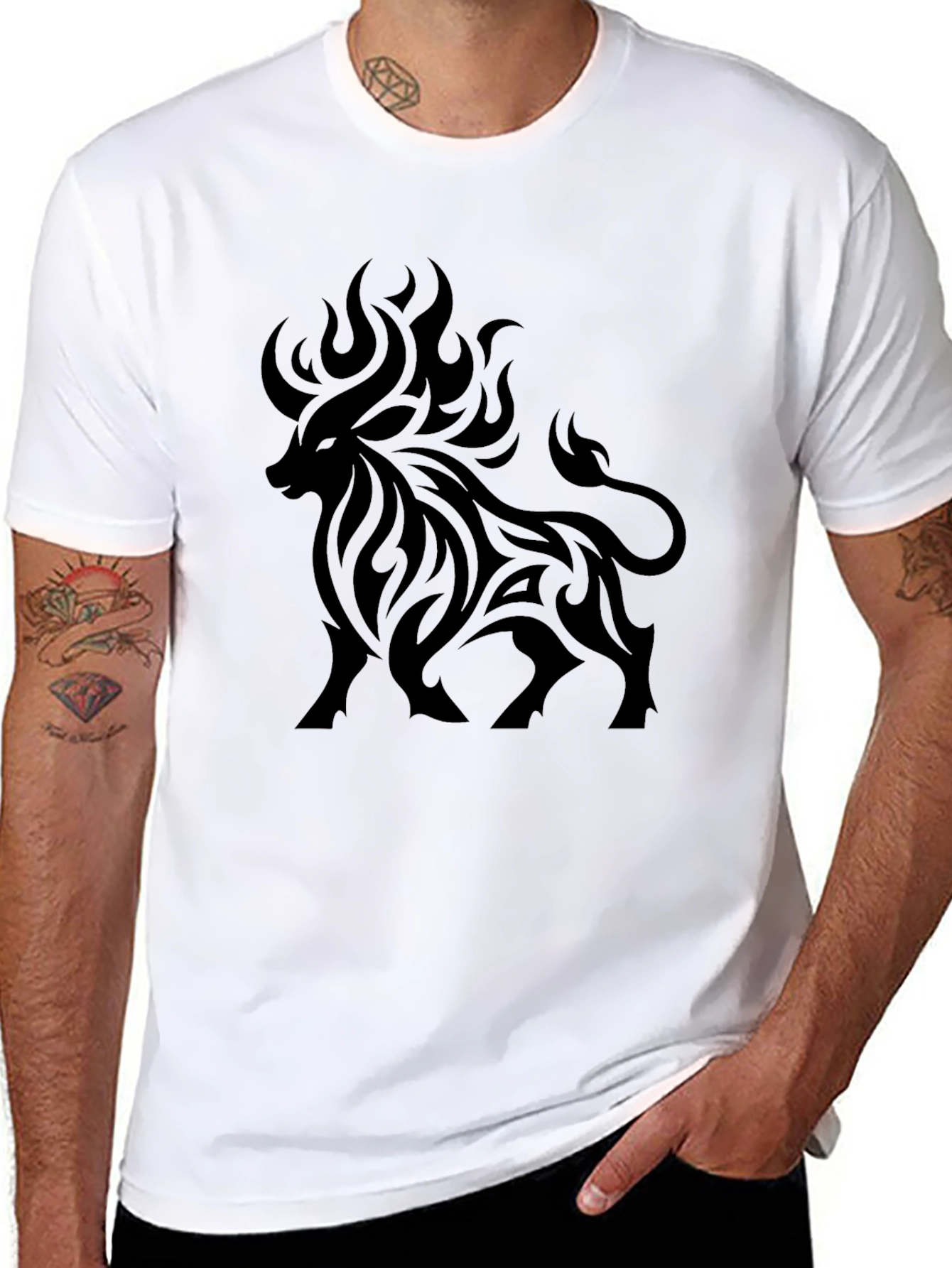Mens Black Bull Graphic Tee - Stylish Casual Wear