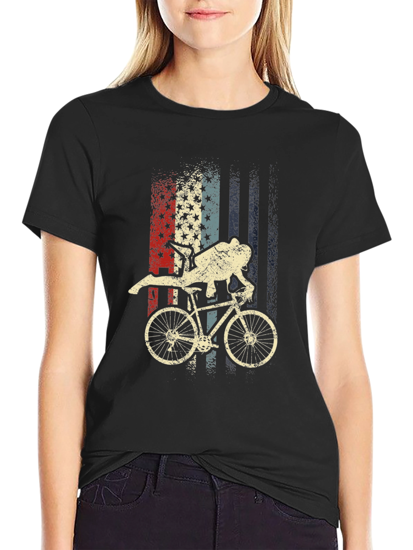 Diver Cyclist American Flag Mens T-Shirt