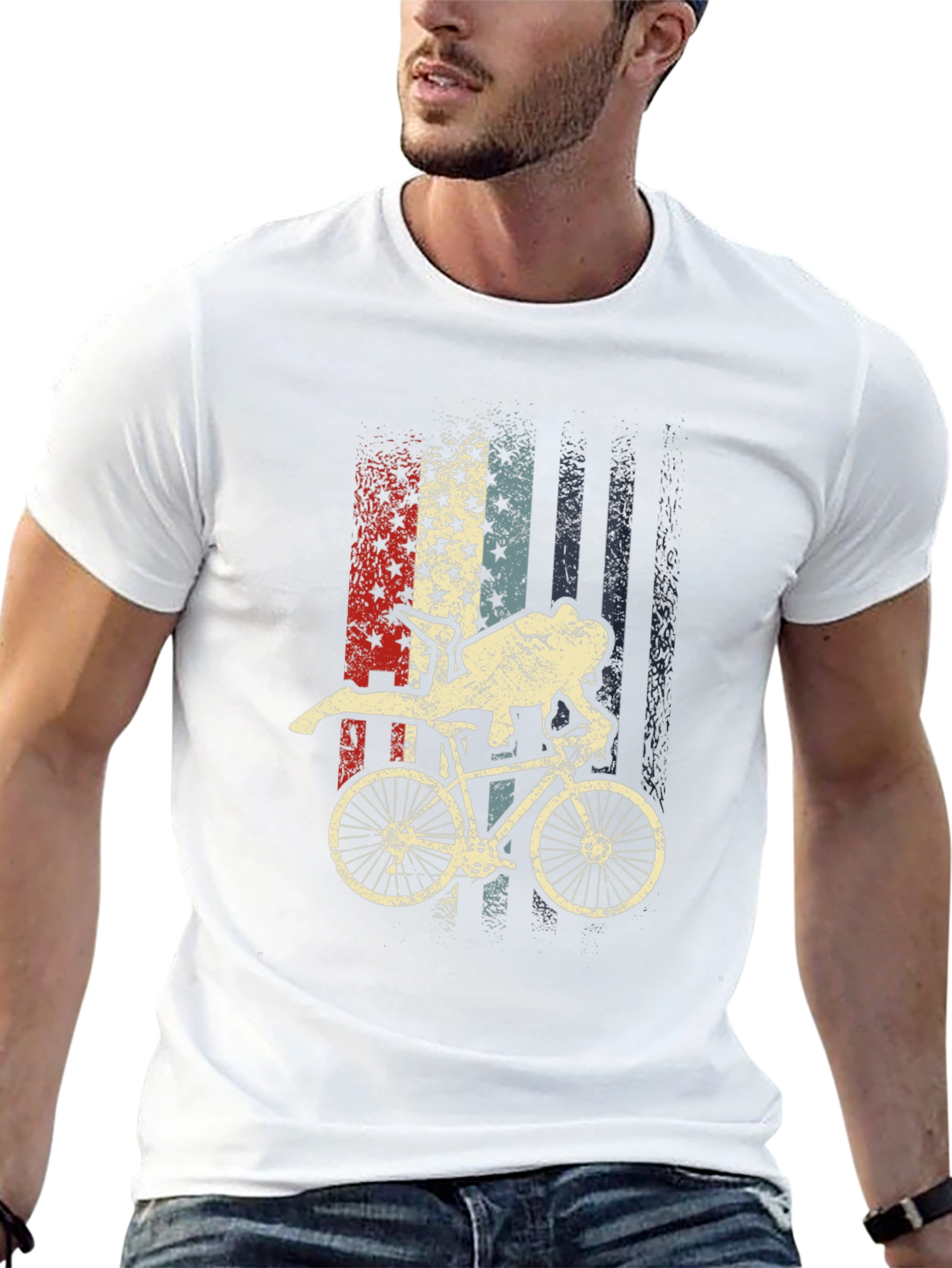 Diver Cyclist American Flag Mens T-Shirt