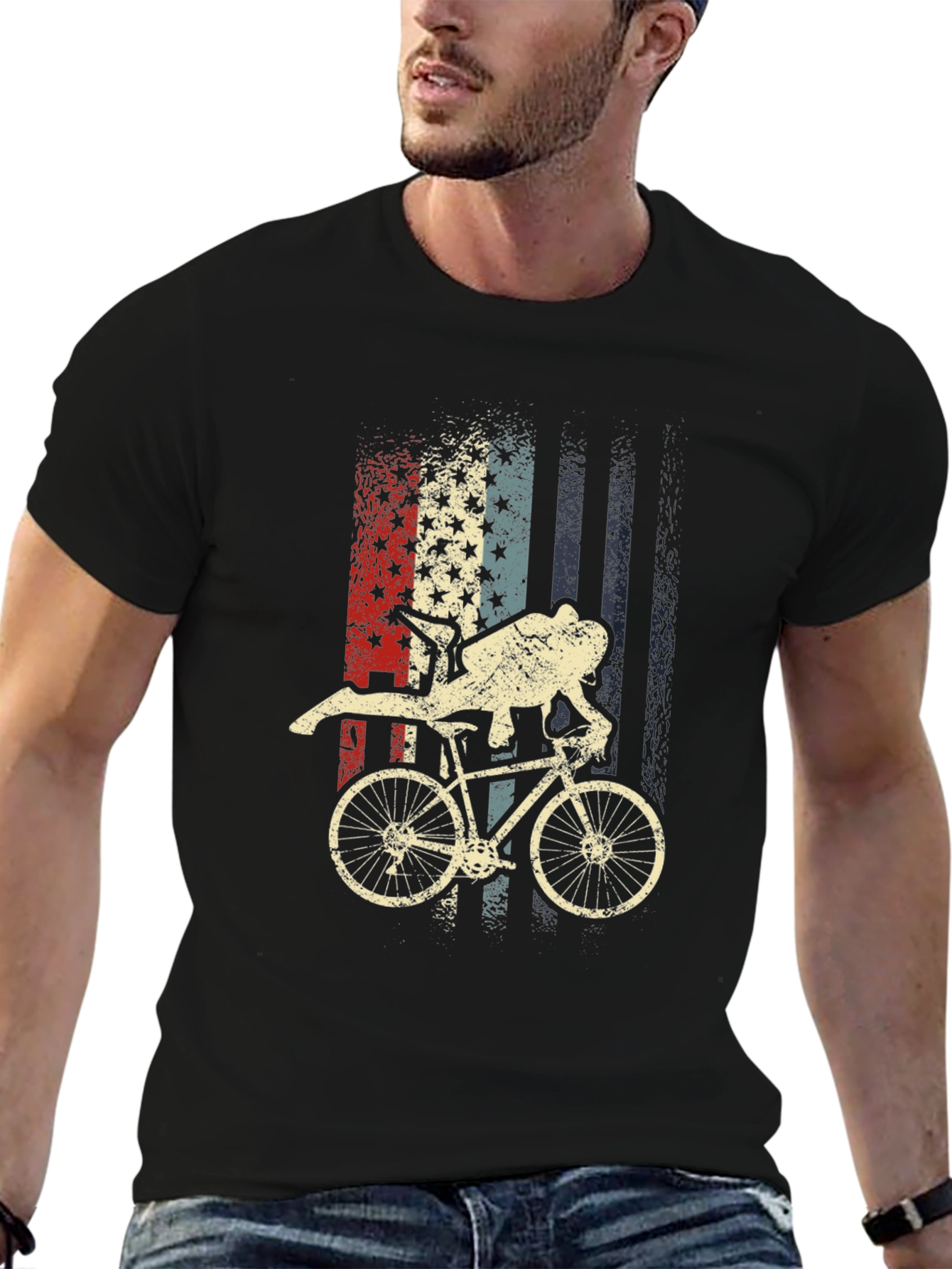 Diver Cyclist American Flag Mens T-Shirt