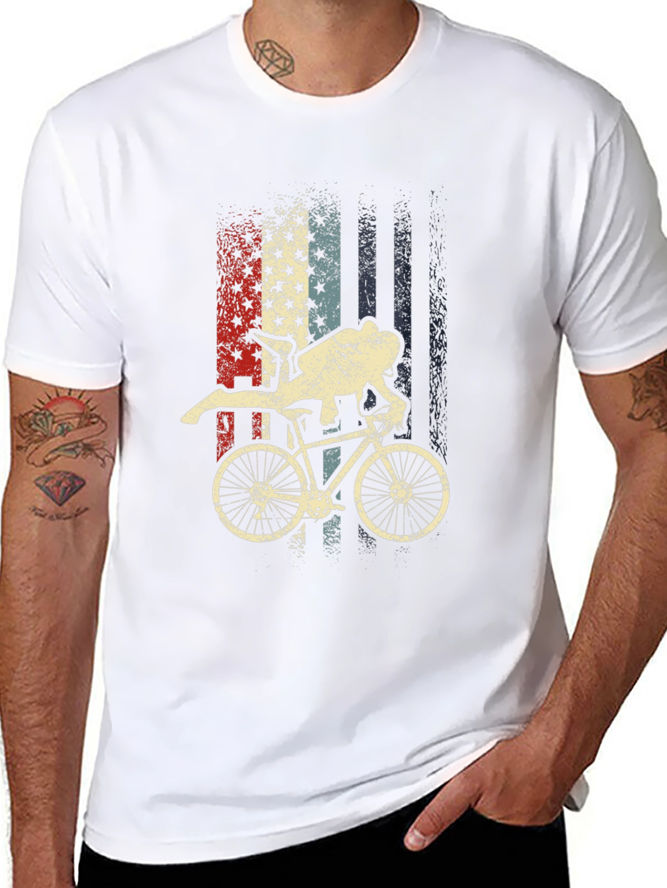 Diver Cyclist American Flag Mens T-Shirt