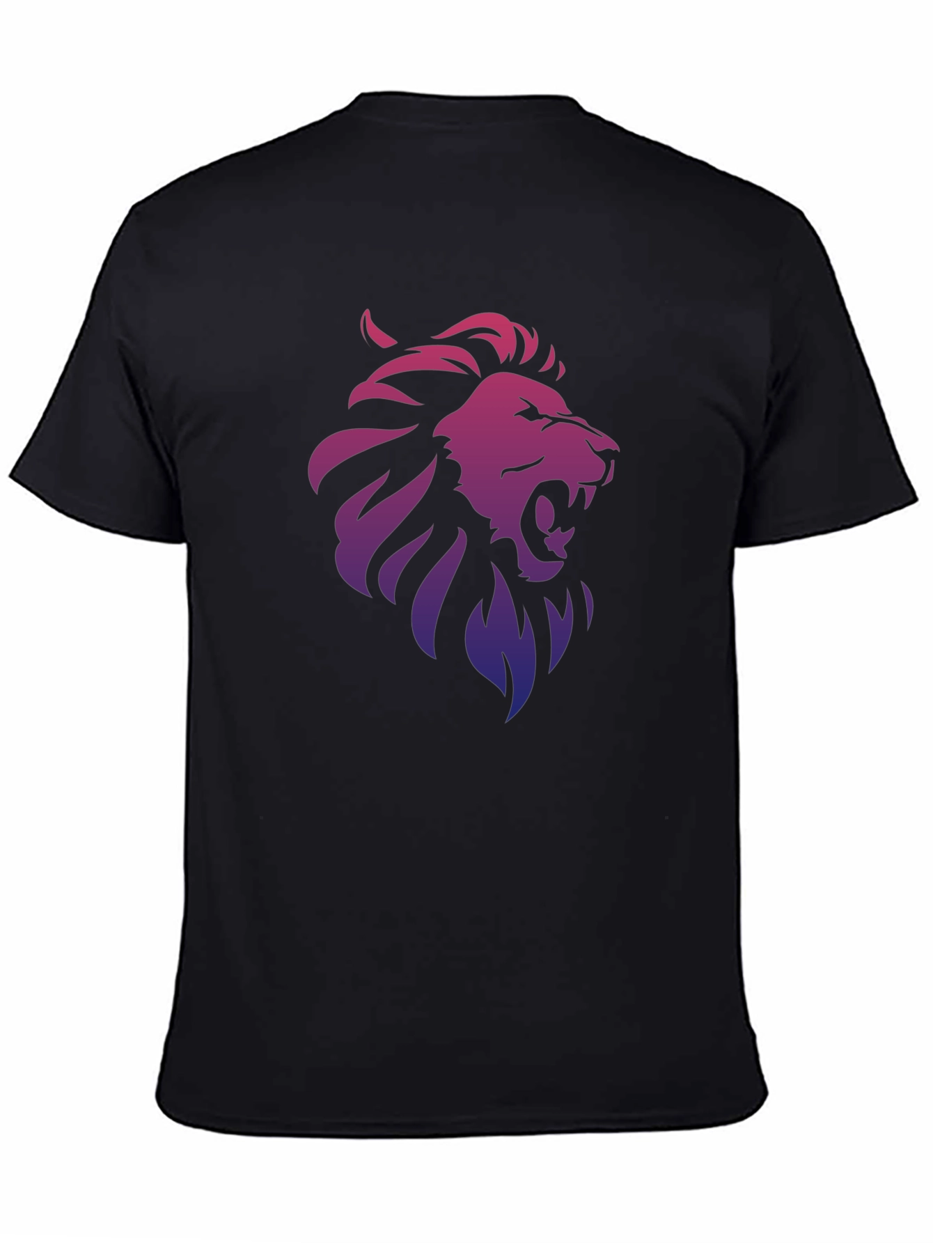 Lion Gradient Graphic Print Black T-Shirt