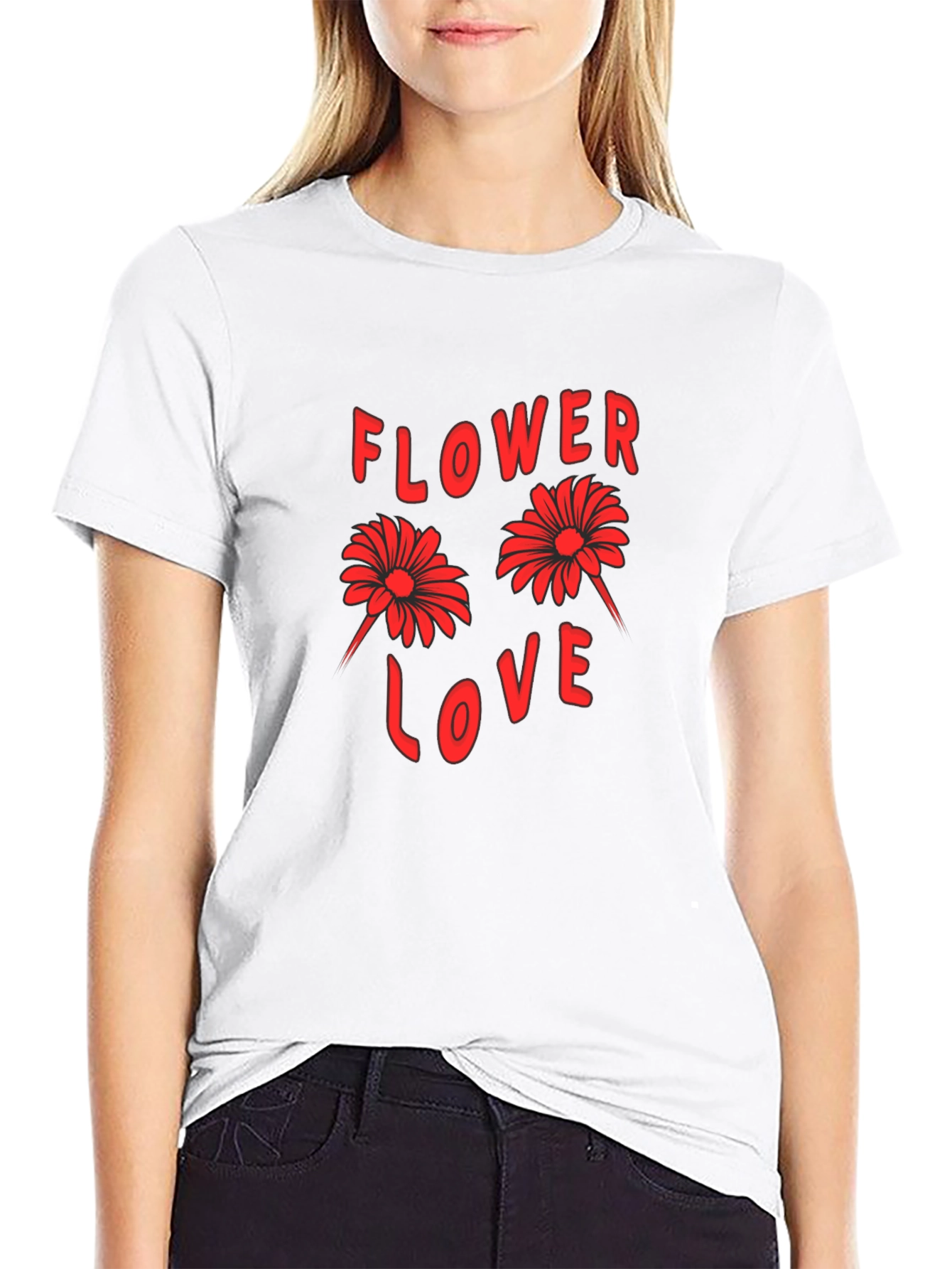 Flower Love Graphic Tee - Black