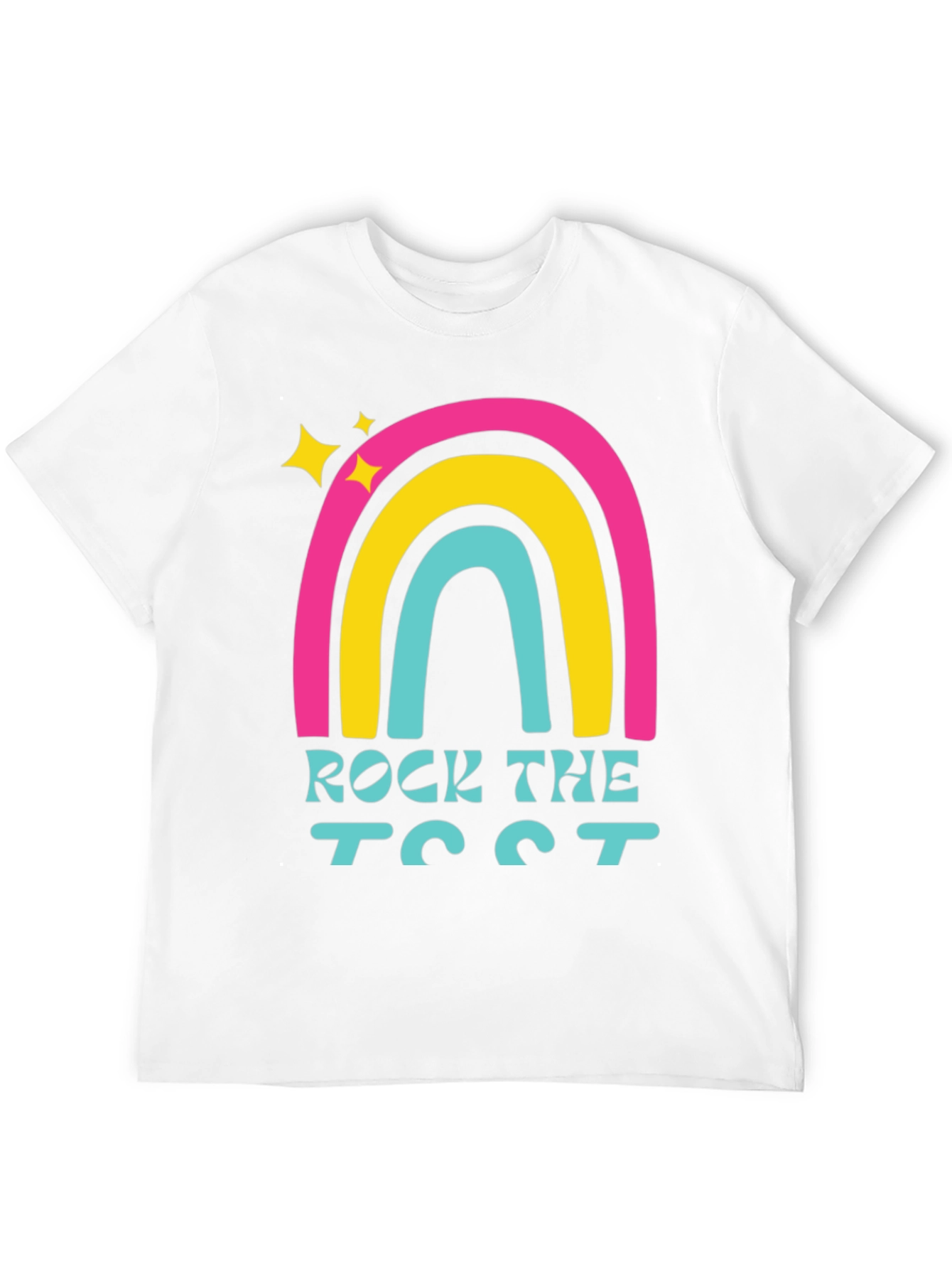Rock the Test T-Shirt Retro Rainbow Design