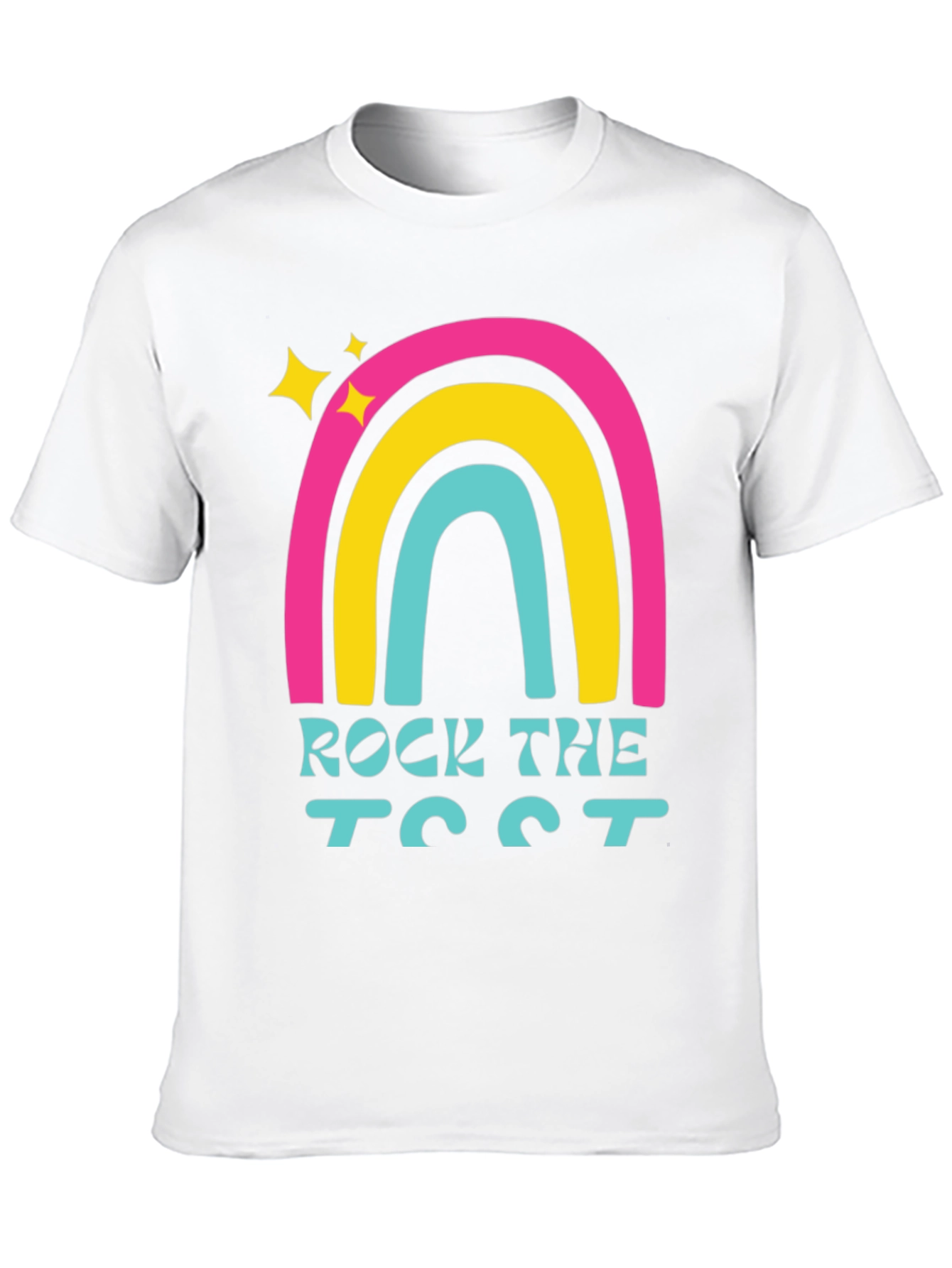 Rock the Test T-Shirt Retro Rainbow Design