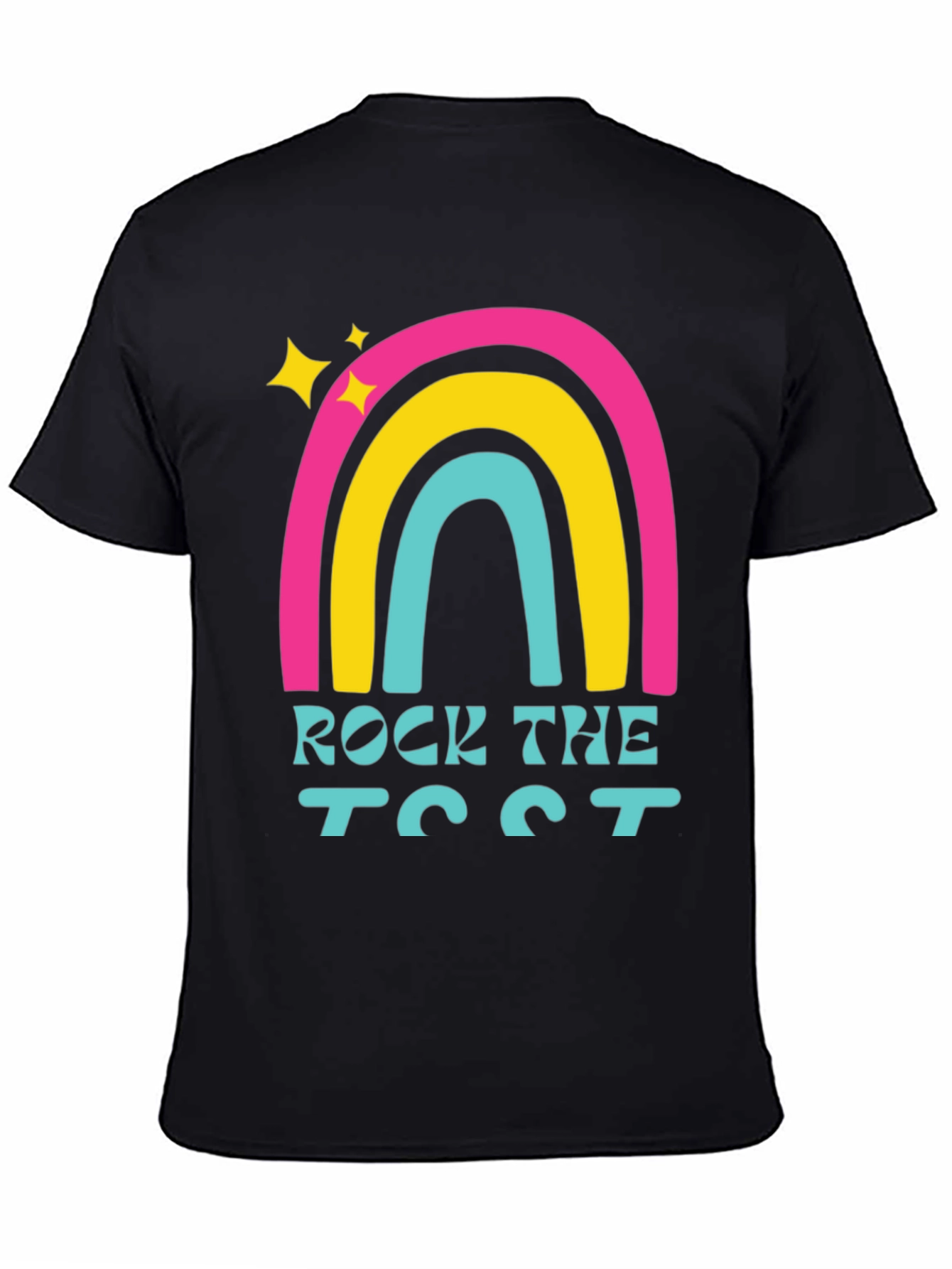 Rock the Test T-Shirt Retro Rainbow Design