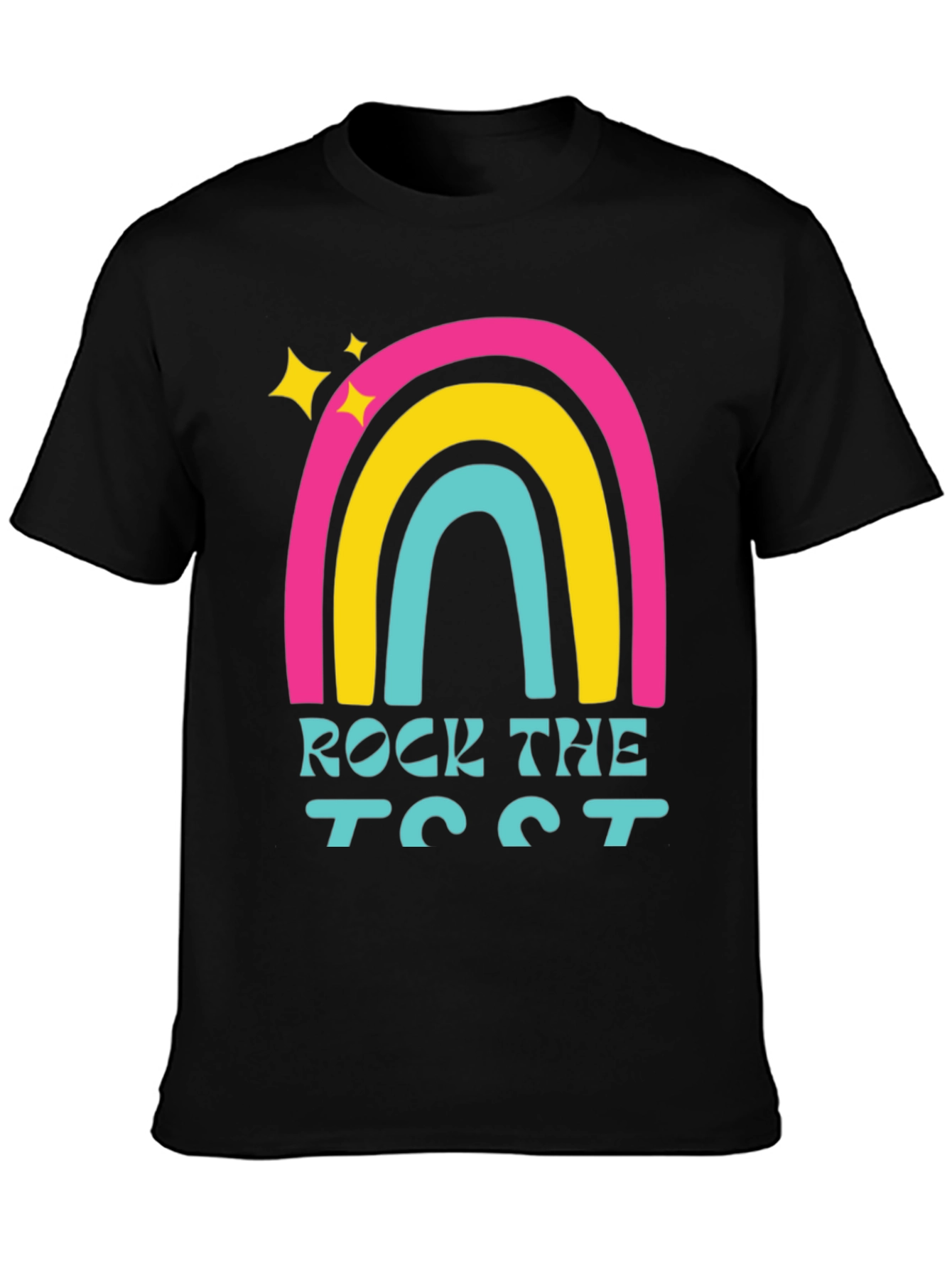 Rock the Test T-Shirt Retro Rainbow Design