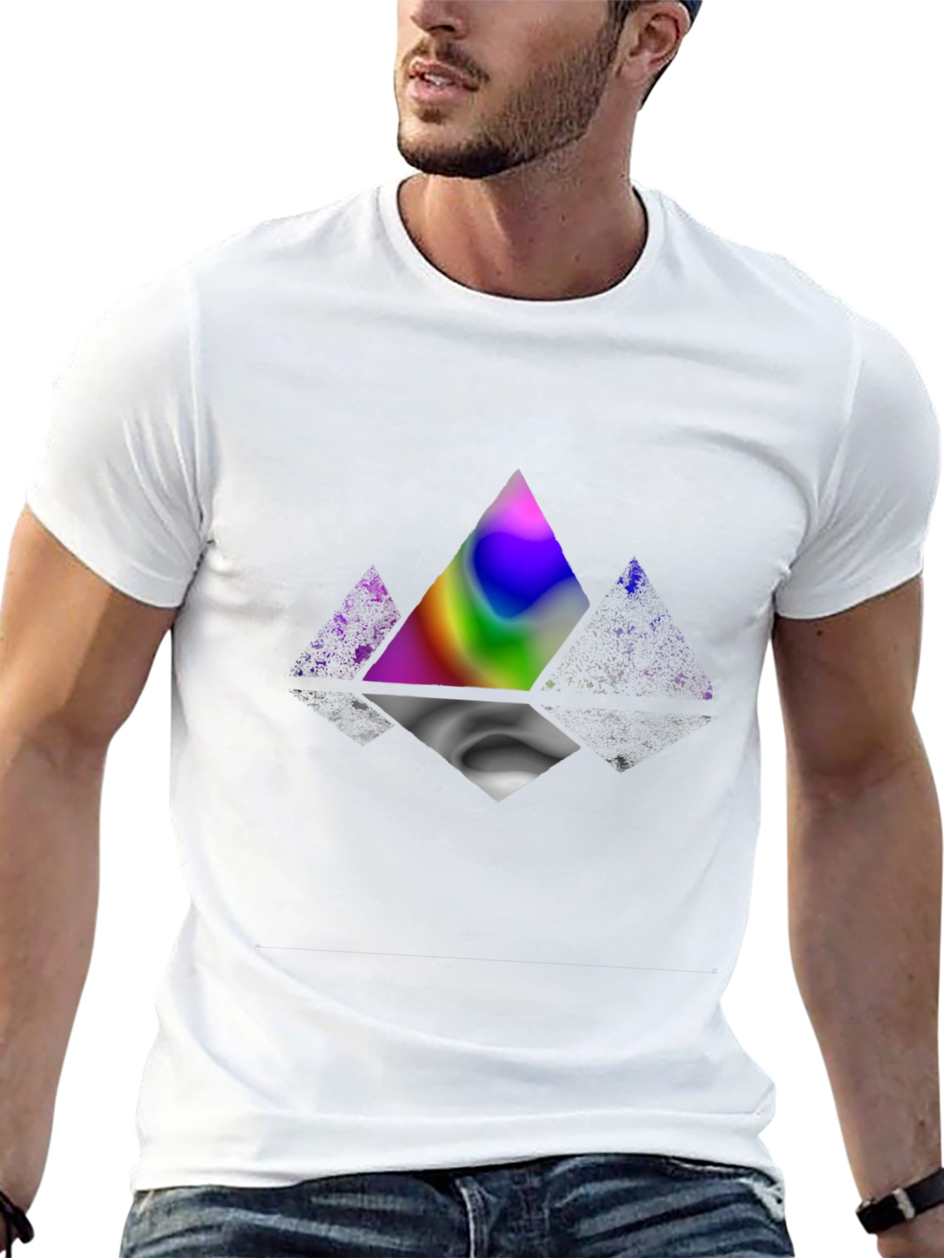 Prism Reflection Graphic T-Shirt - Modern Abstract Design