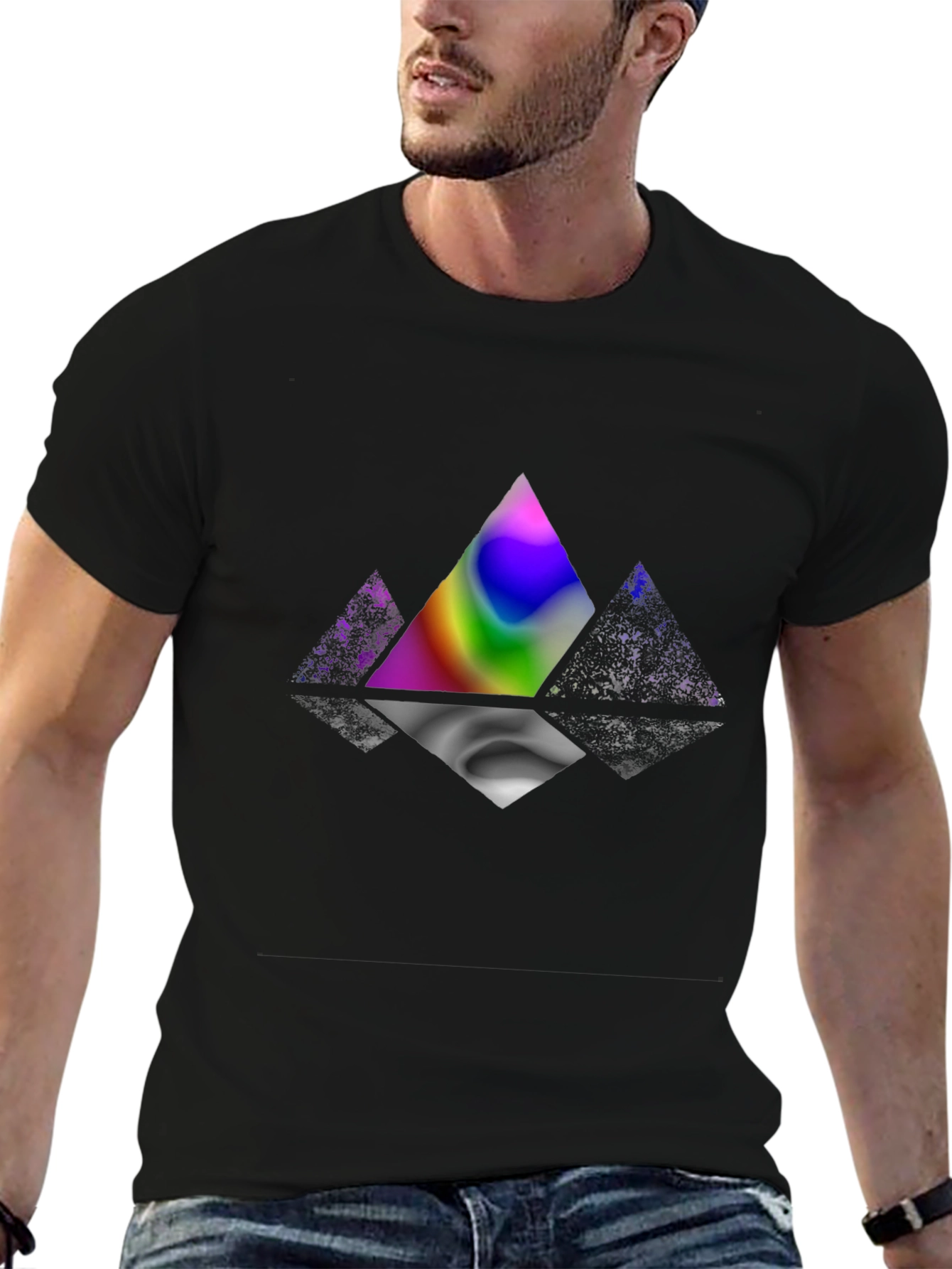 Prism Reflection Graphic T-Shirt - Modern Abstract Design