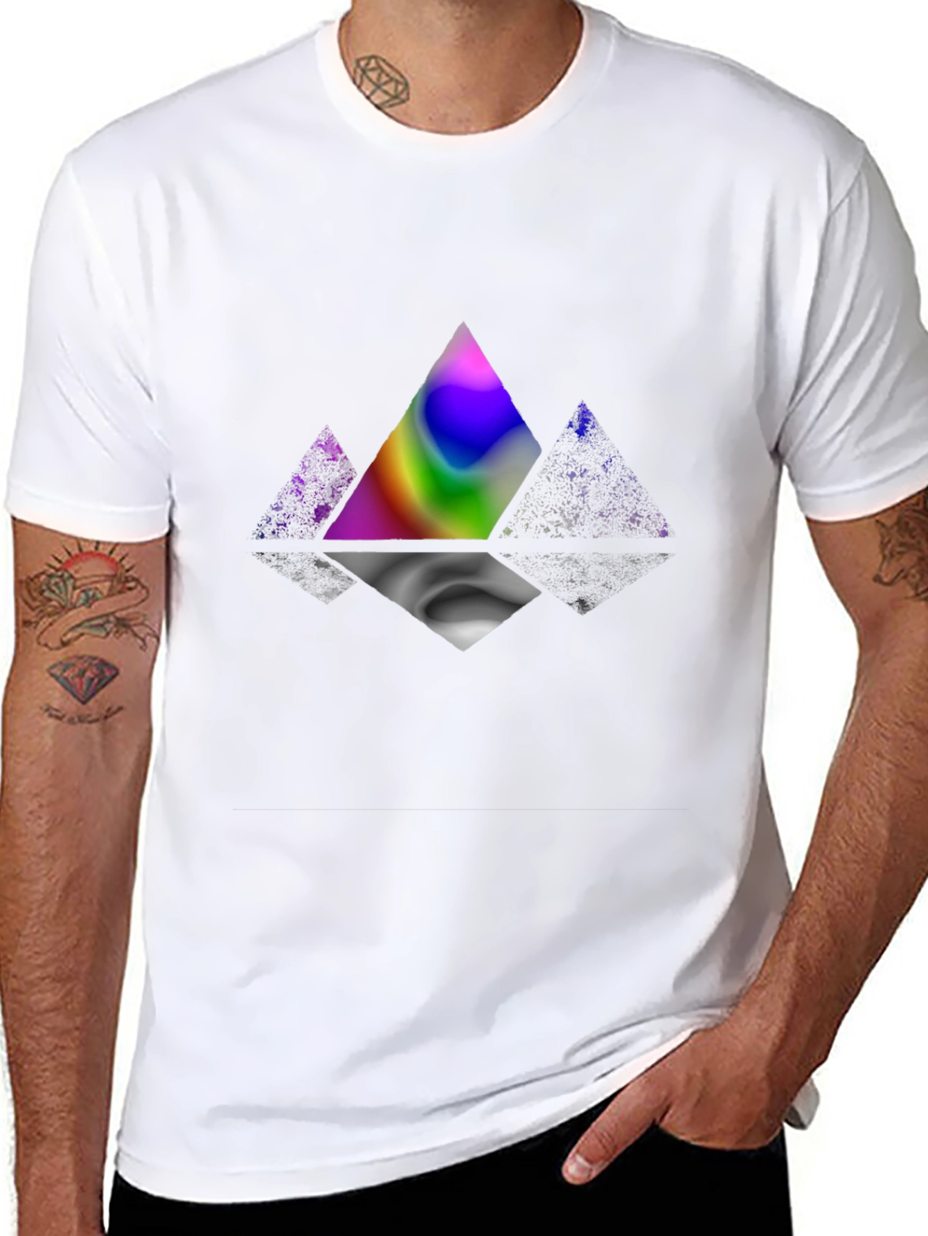 Prism Reflection Graphic T-Shirt - Modern Abstract Design