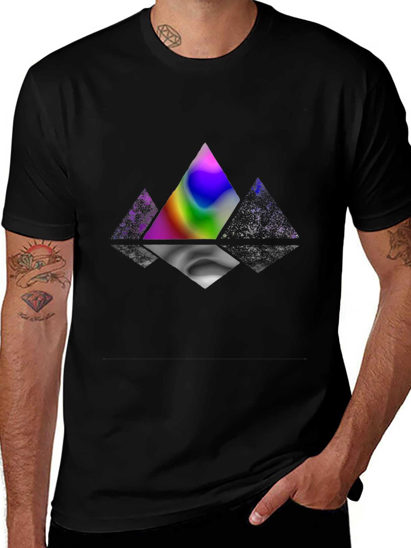 Prism Reflection Graphic T-Shirt - Modern Abstract Design