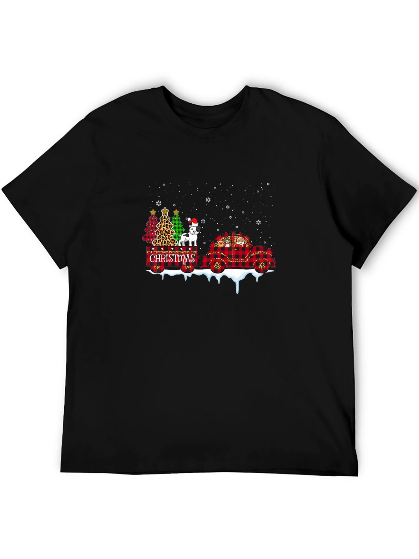 Christmas Dog & Tree Plaid Truck Tee
