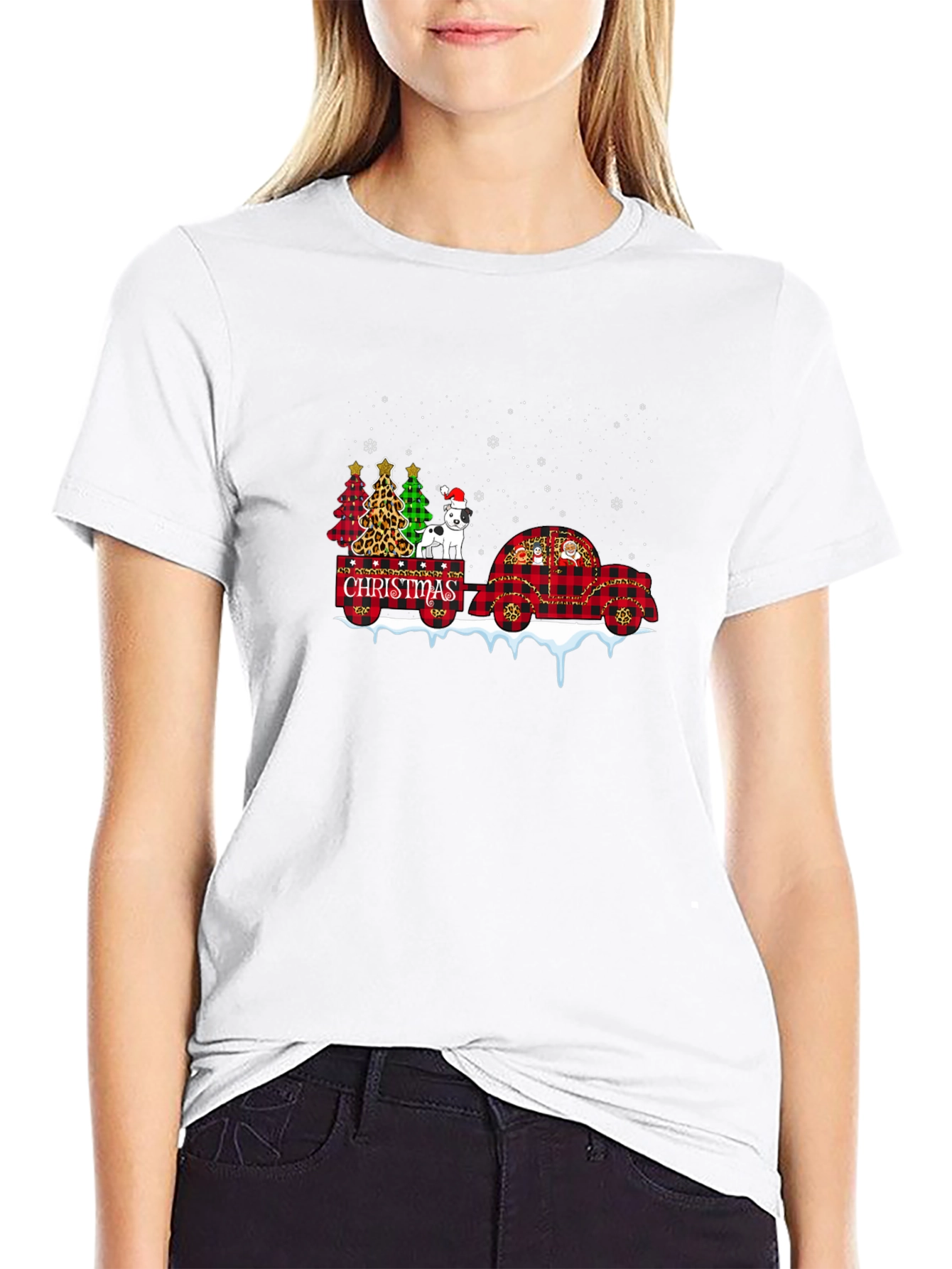 Christmas Dog & Tree Plaid Truck Tee