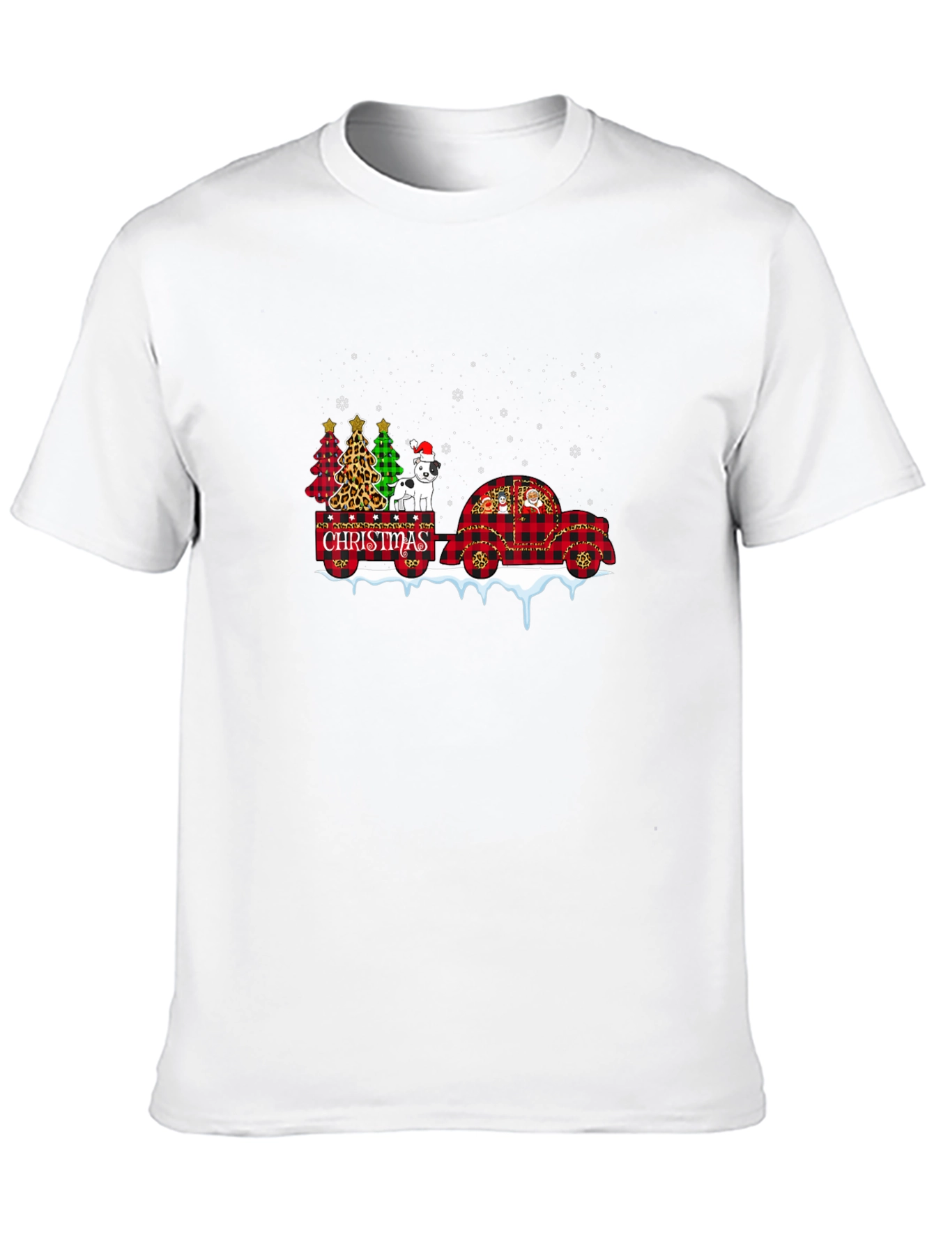 Christmas Dog & Tree Plaid Truck Tee