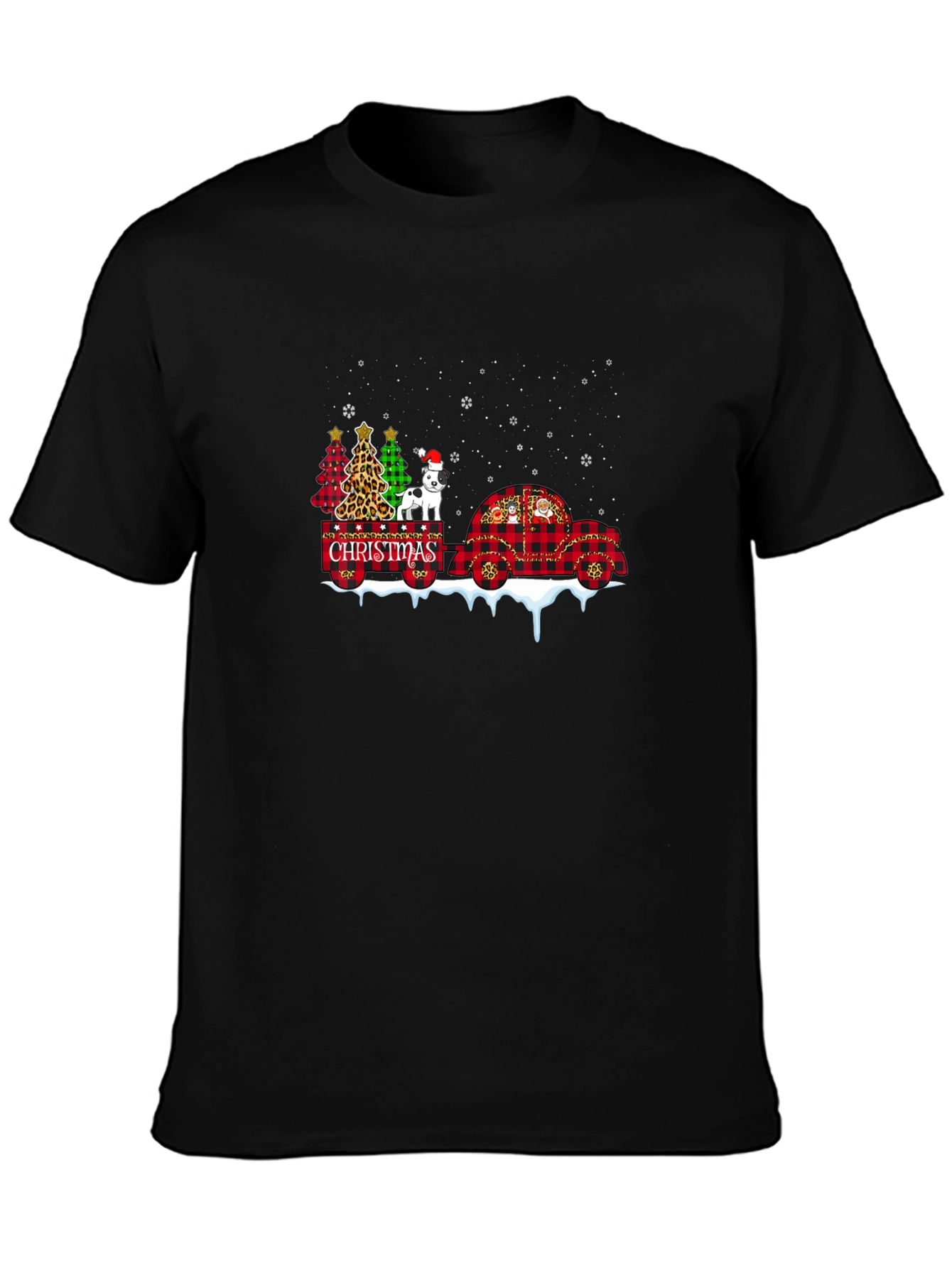 Christmas Dog & Tree Plaid Truck Tee