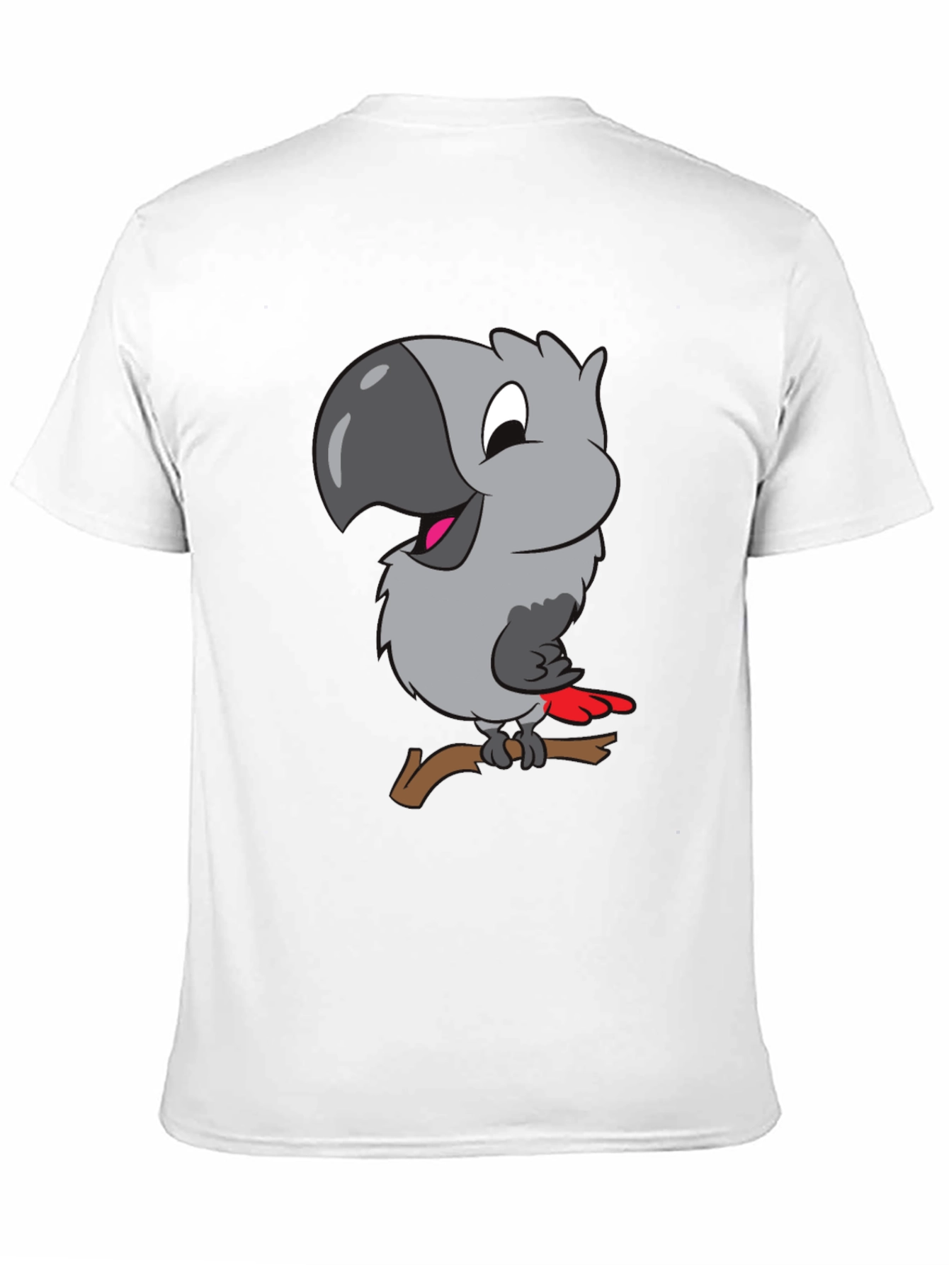 Cartoon Parrot Graphic T-Shirt - Black