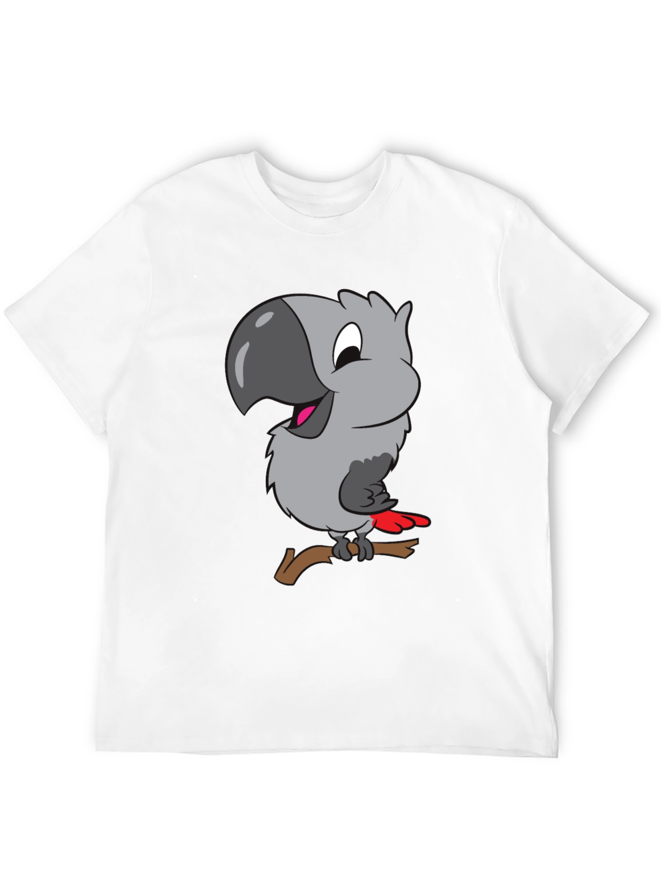 Cartoon Parrot Graphic T-Shirt - Black