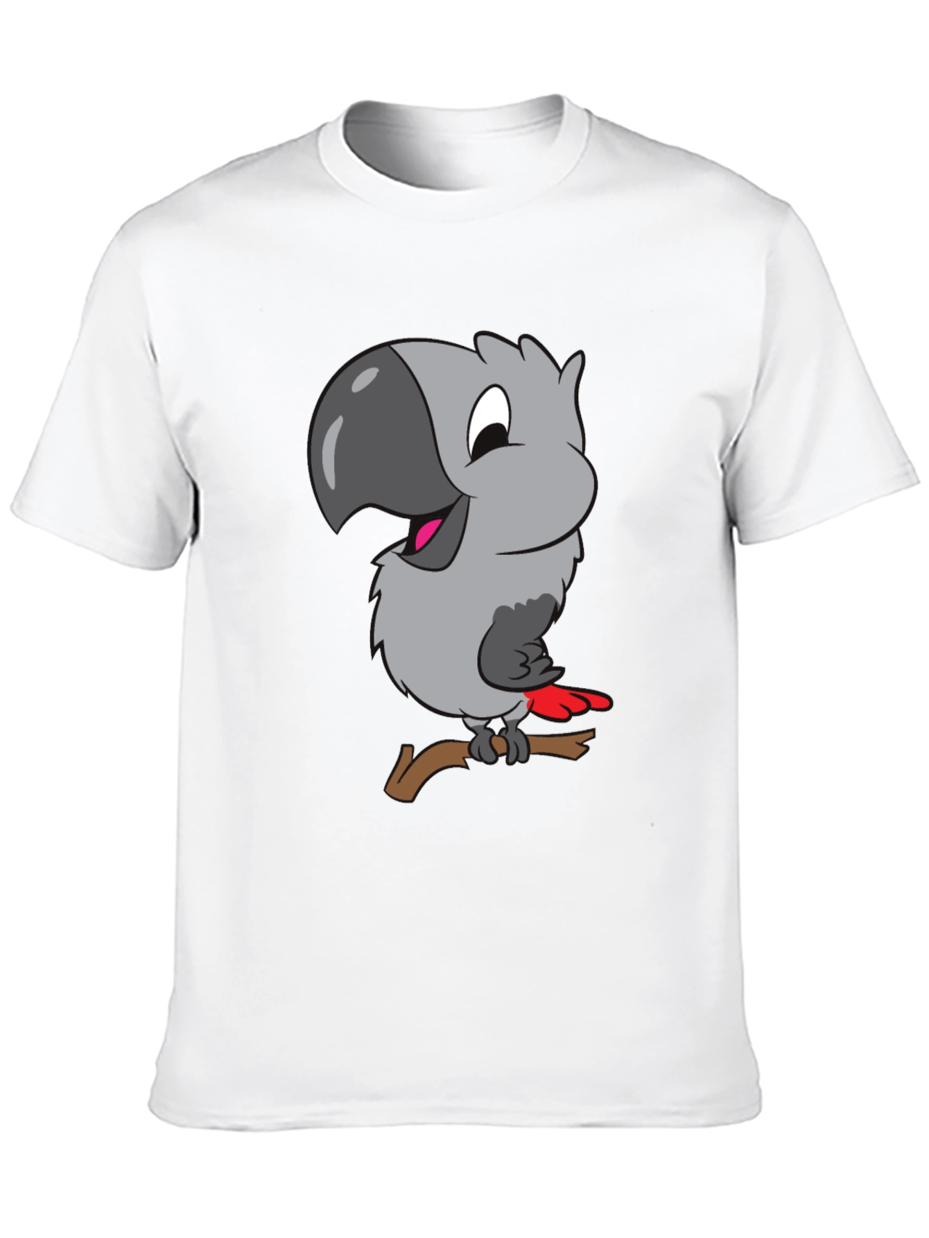 Cartoon Parrot Graphic T-Shirt - Black