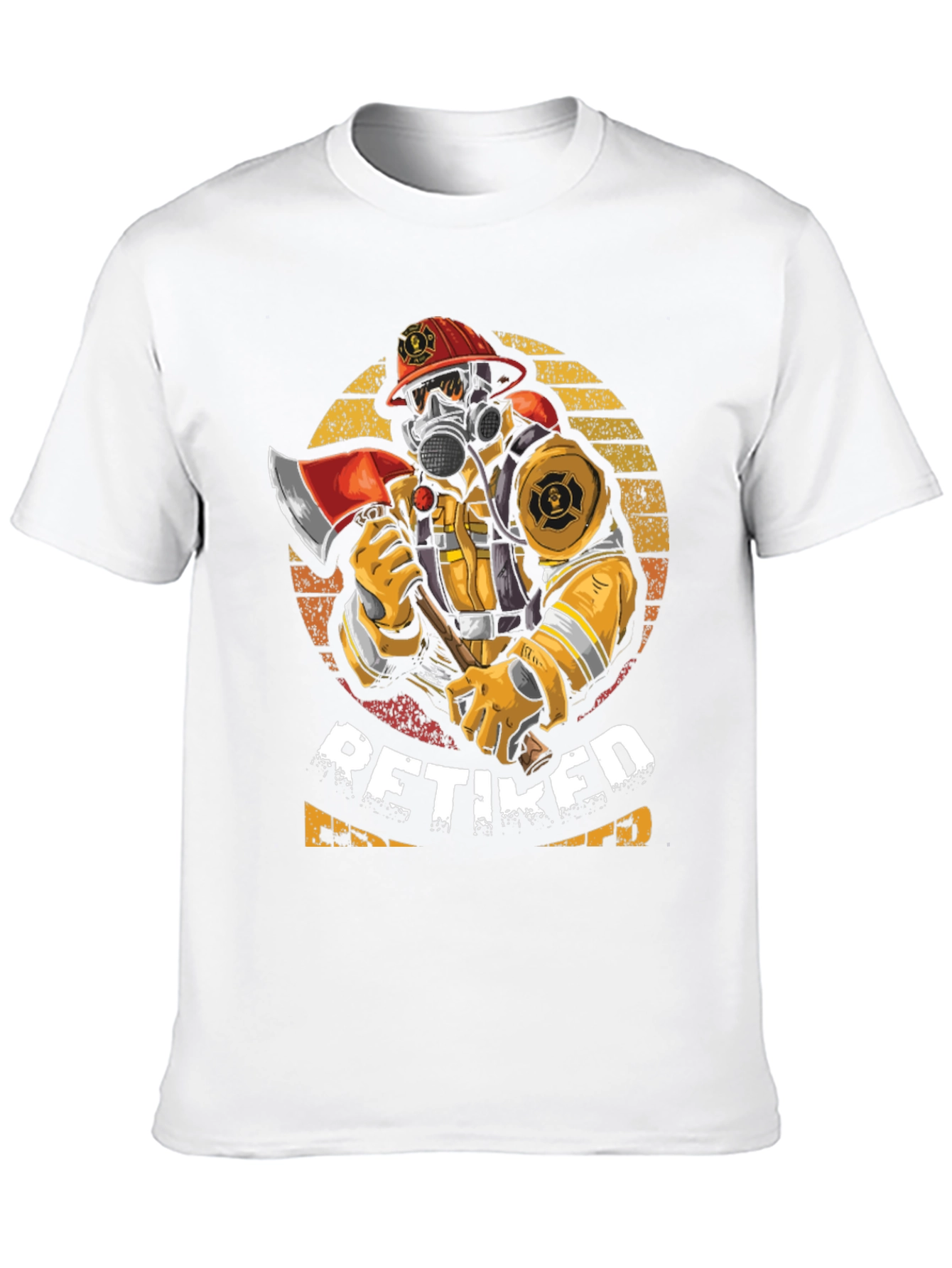 Retired Firefighter T-Shirt Axe Mask Helmet Design