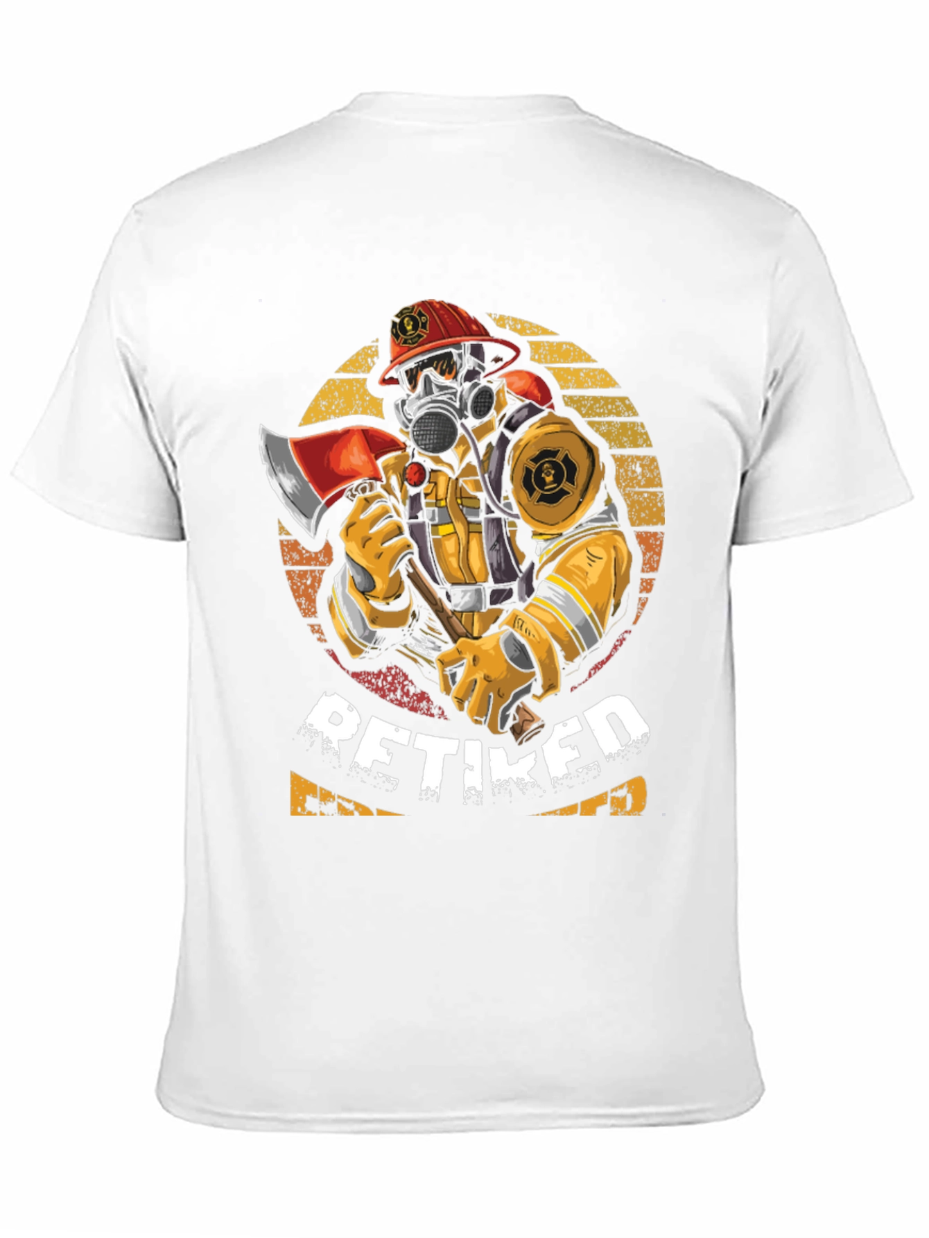 Retired Firefighter T-Shirt Axe Mask Helmet Design