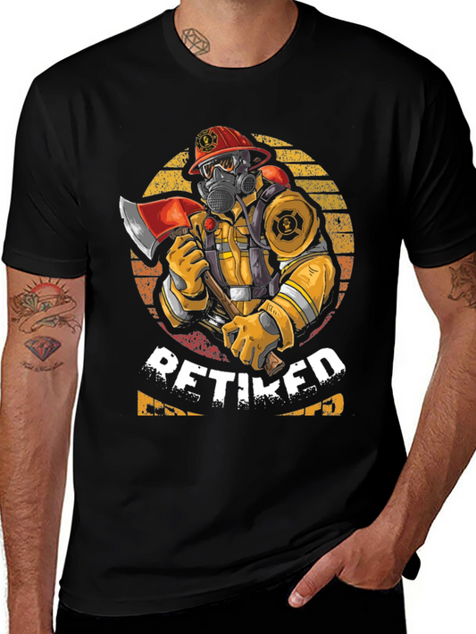Retired Firefighter T-Shirt Axe Mask Helmet Design