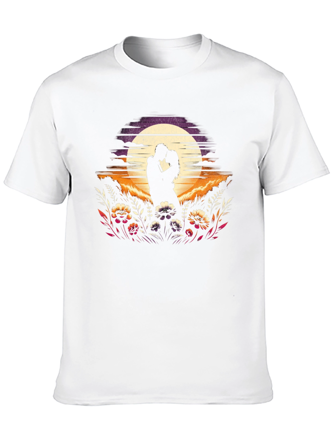 Romantic Sunset Couple Graphic T-Shirt