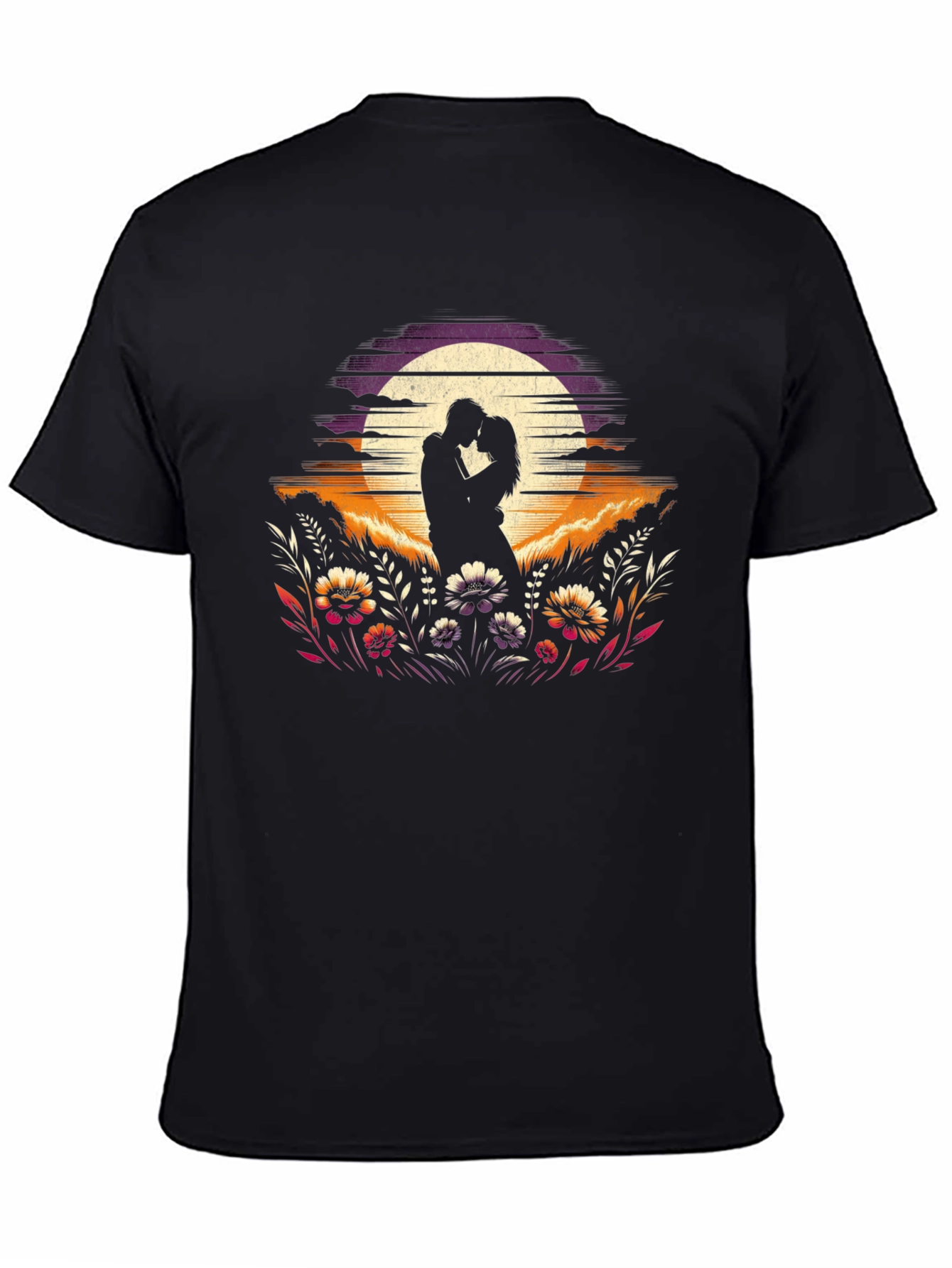 Romantic Sunset Couple Graphic T-Shirt