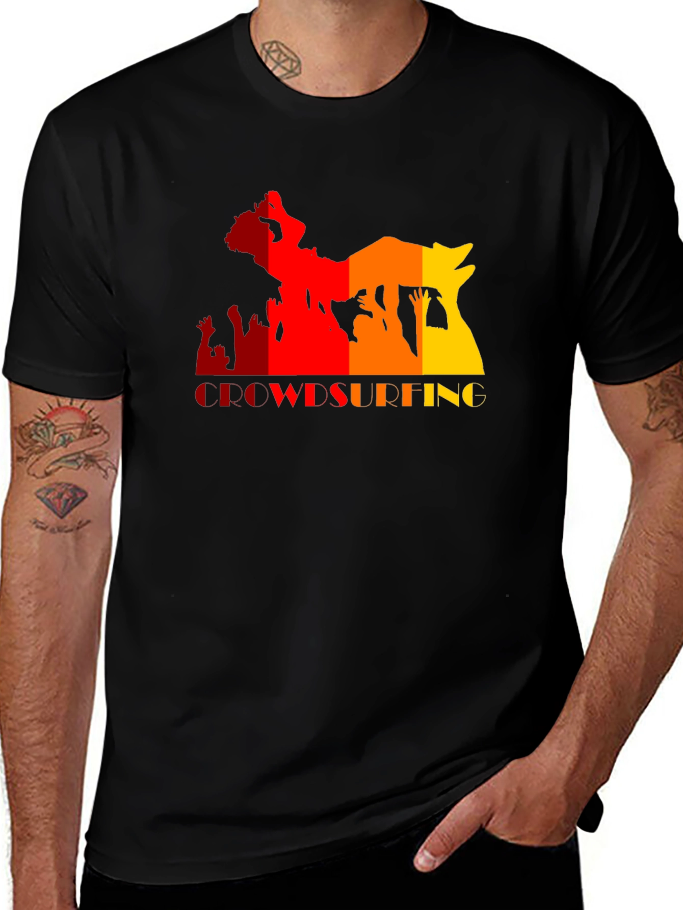 Crowdsurfing Graphic Black T-Shirt