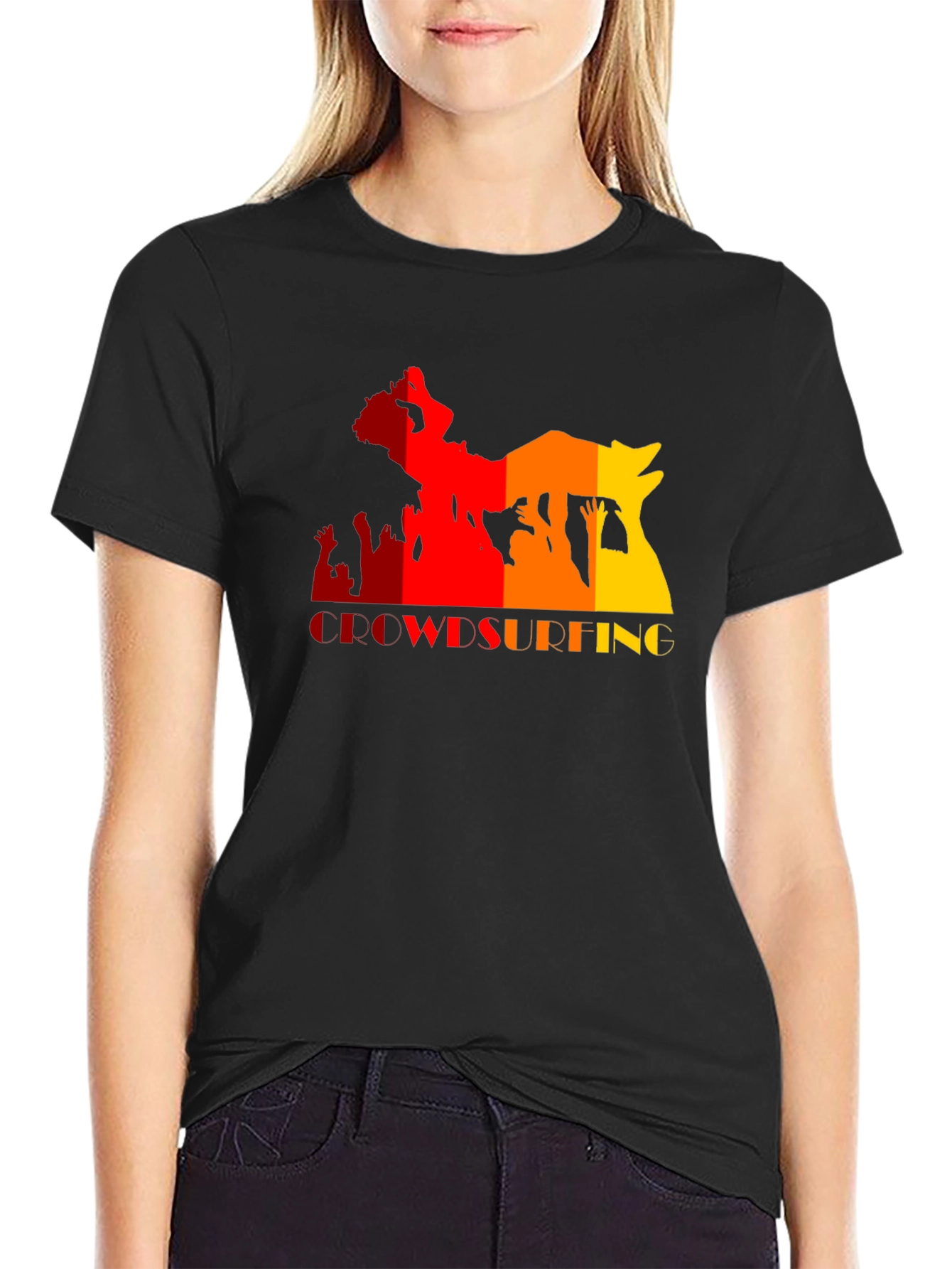 Crowdsurfing Graphic Black T-Shirt