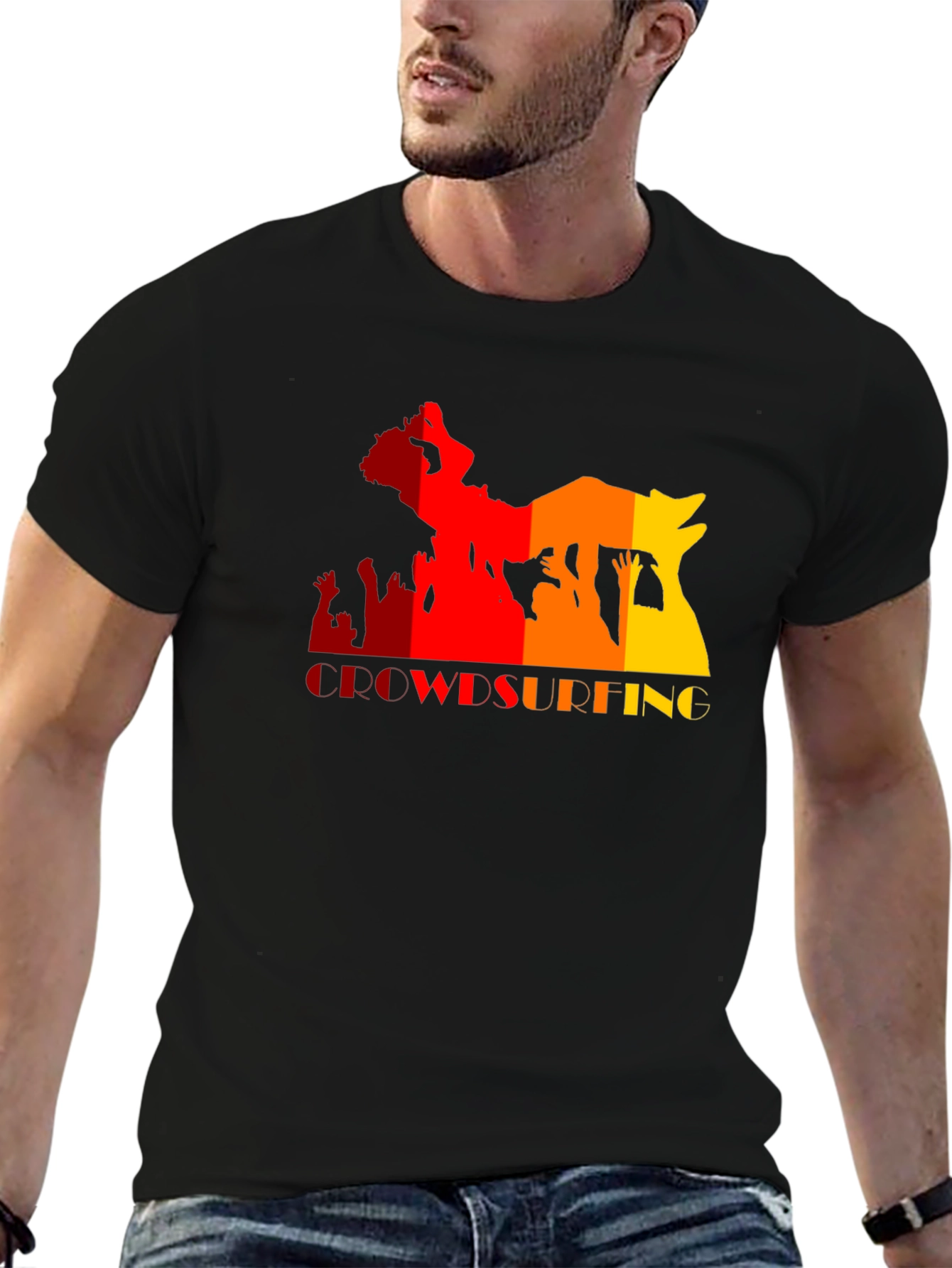 Crowdsurfing Graphic Black T-Shirt