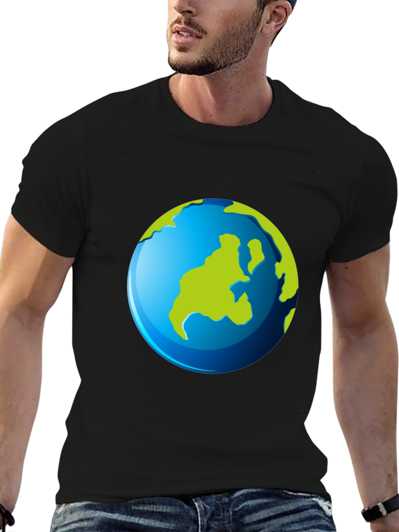 Earth Graphic Black T-Shirt - Global Design