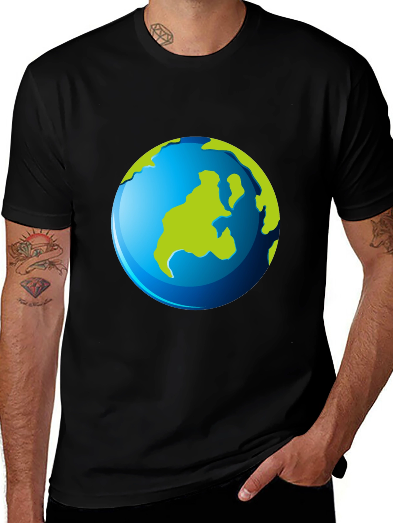 Earth Graphic Black T-Shirt - Global Design