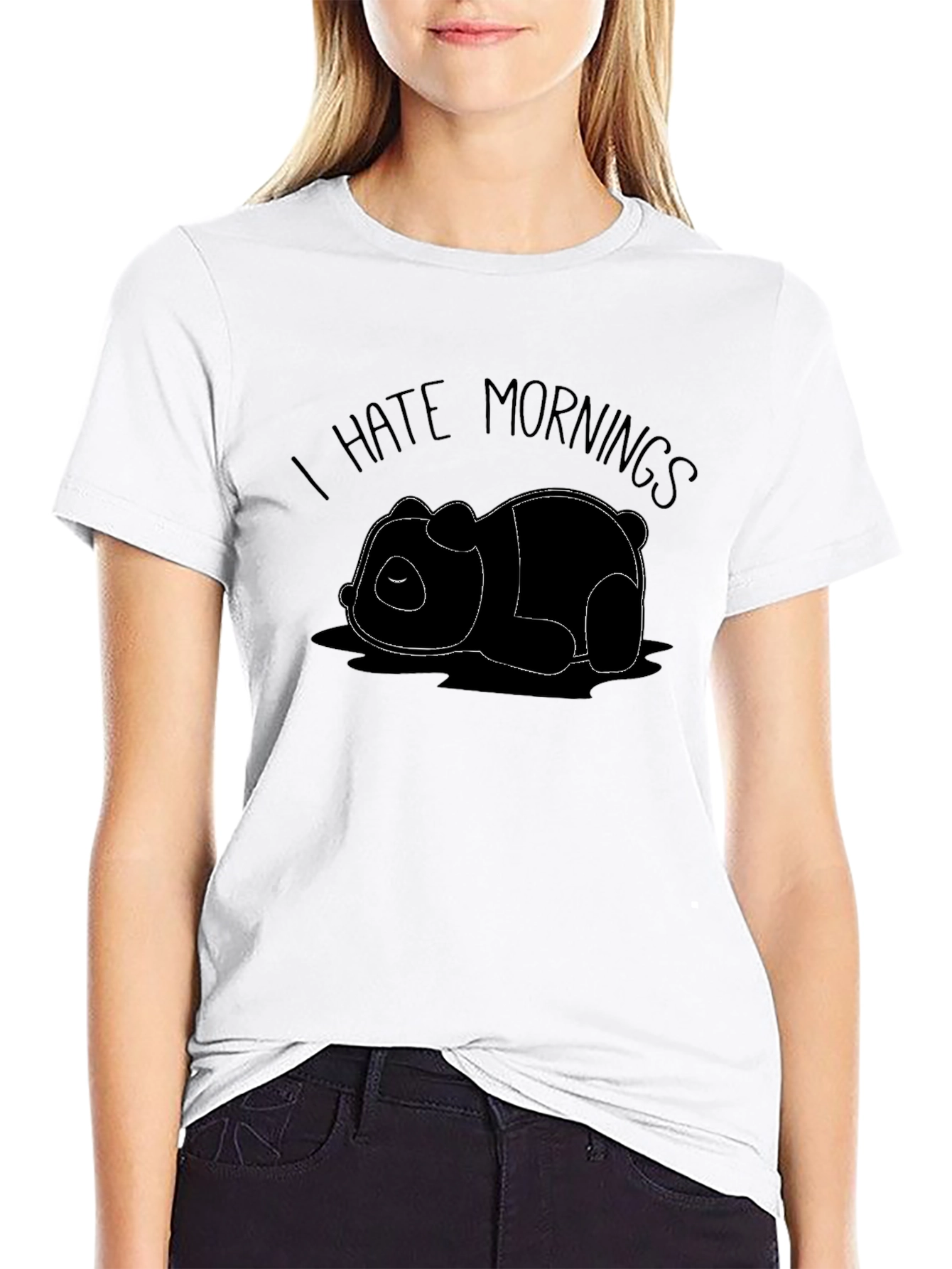 I Hate Mornings Panda Graphic T-Shirt