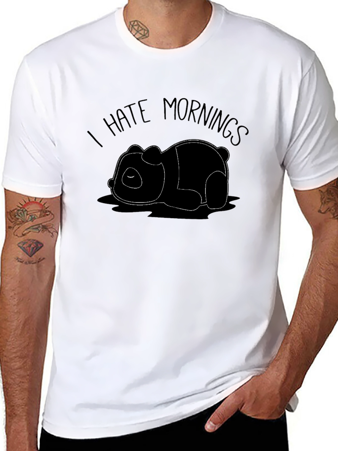 I Hate Mornings Panda Graphic T-Shirt