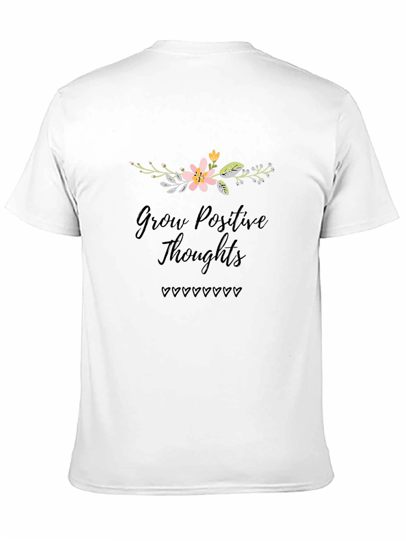 Grow Positive Thoughts Black Graphic T-Shirt