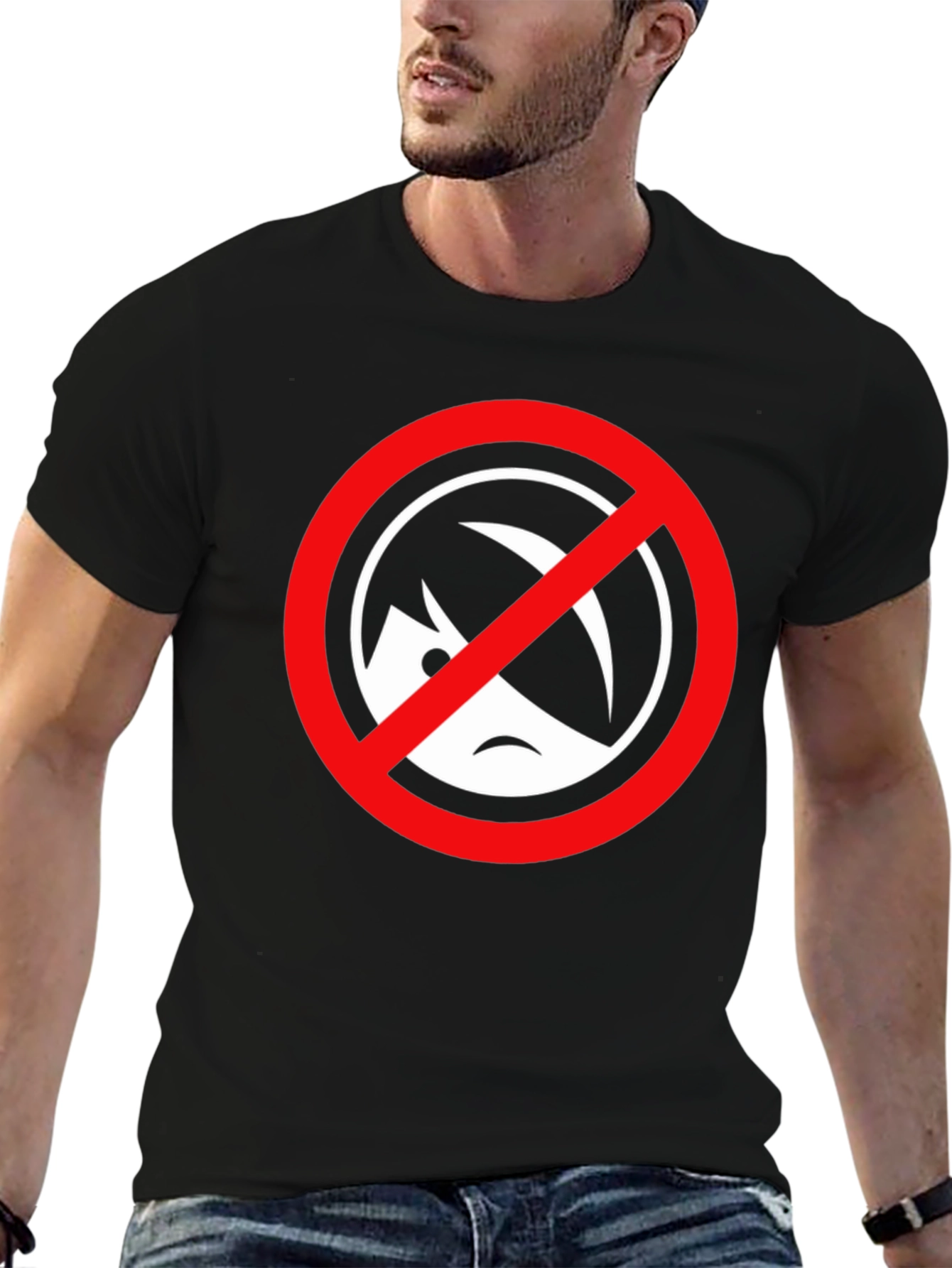 Black T-Shirt with Circle/Slash Graphic