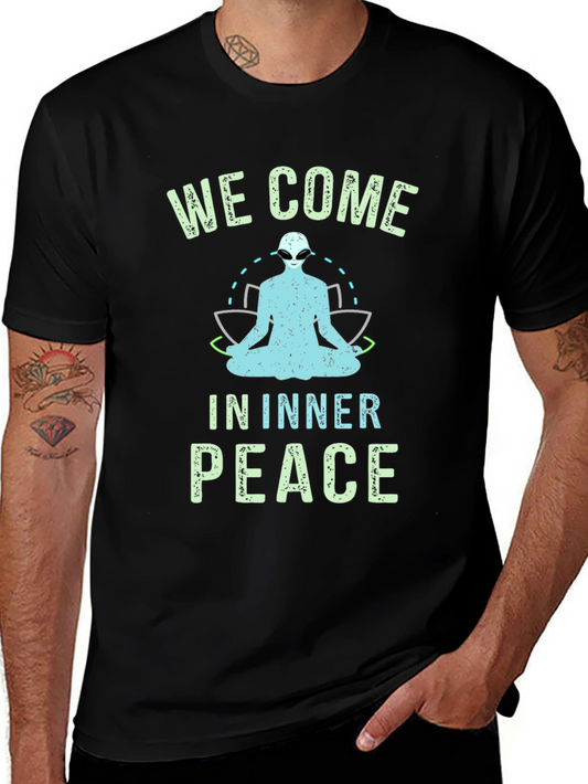 We Come In Inner Peace Alien Graphic T-Shirt