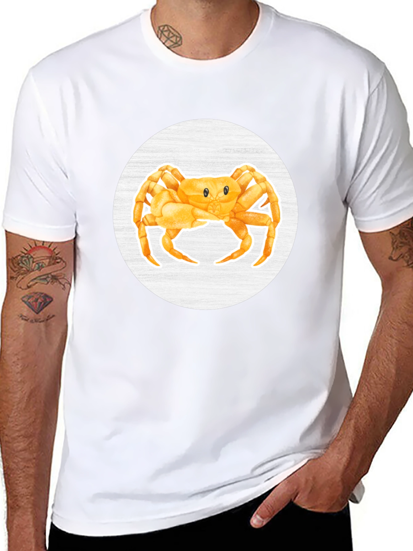 Crab Graphic Tee - Black Cotton Casual Shirt
