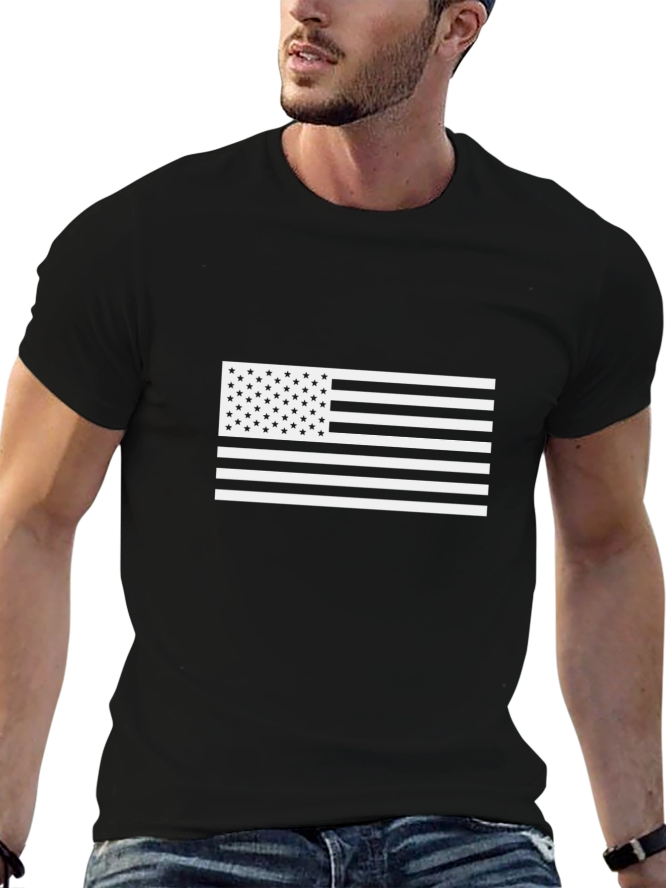 American Flag Graphic Black T-Shirt