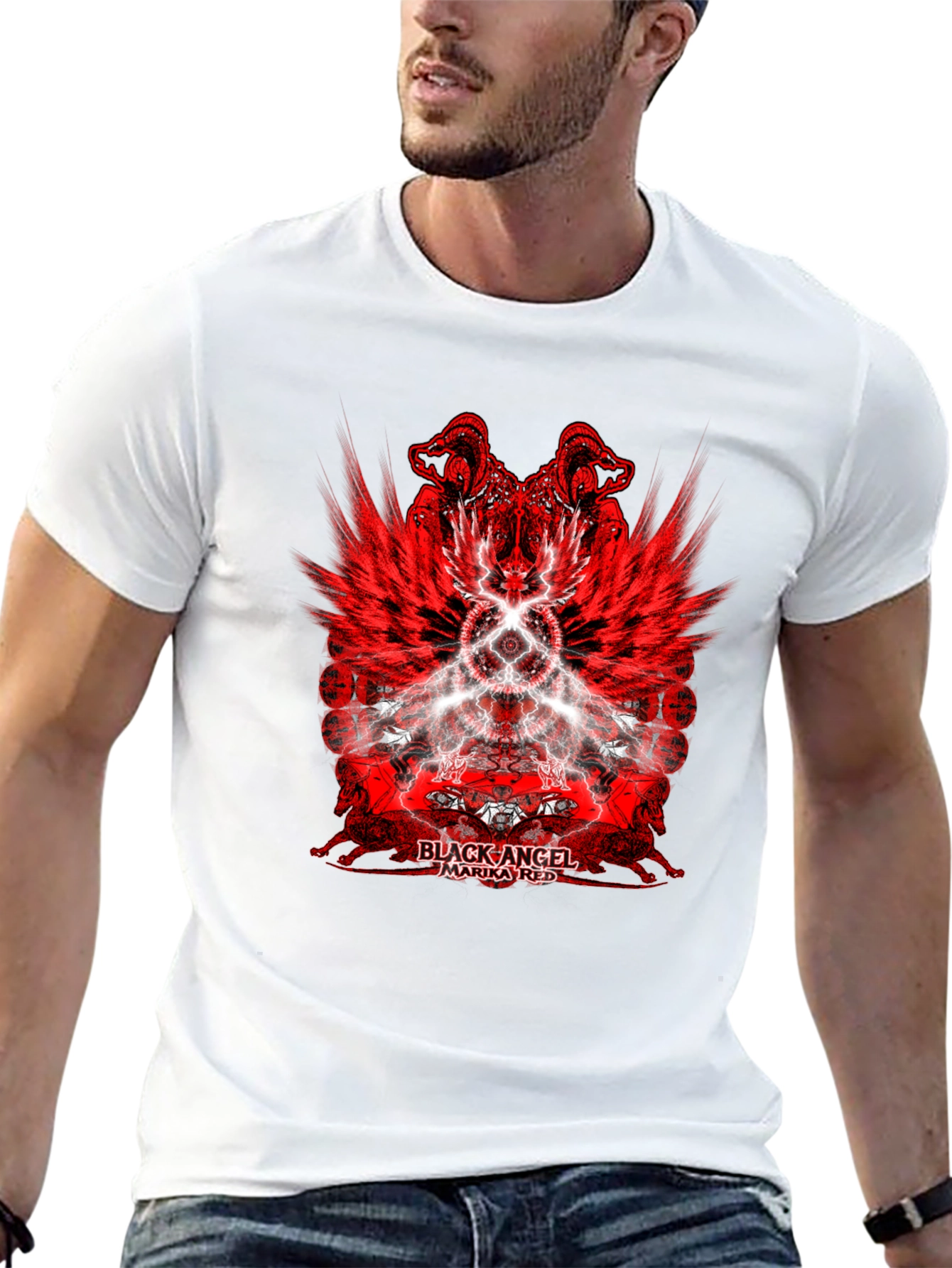 Black Angel Marika Red Graphic T-Shirt