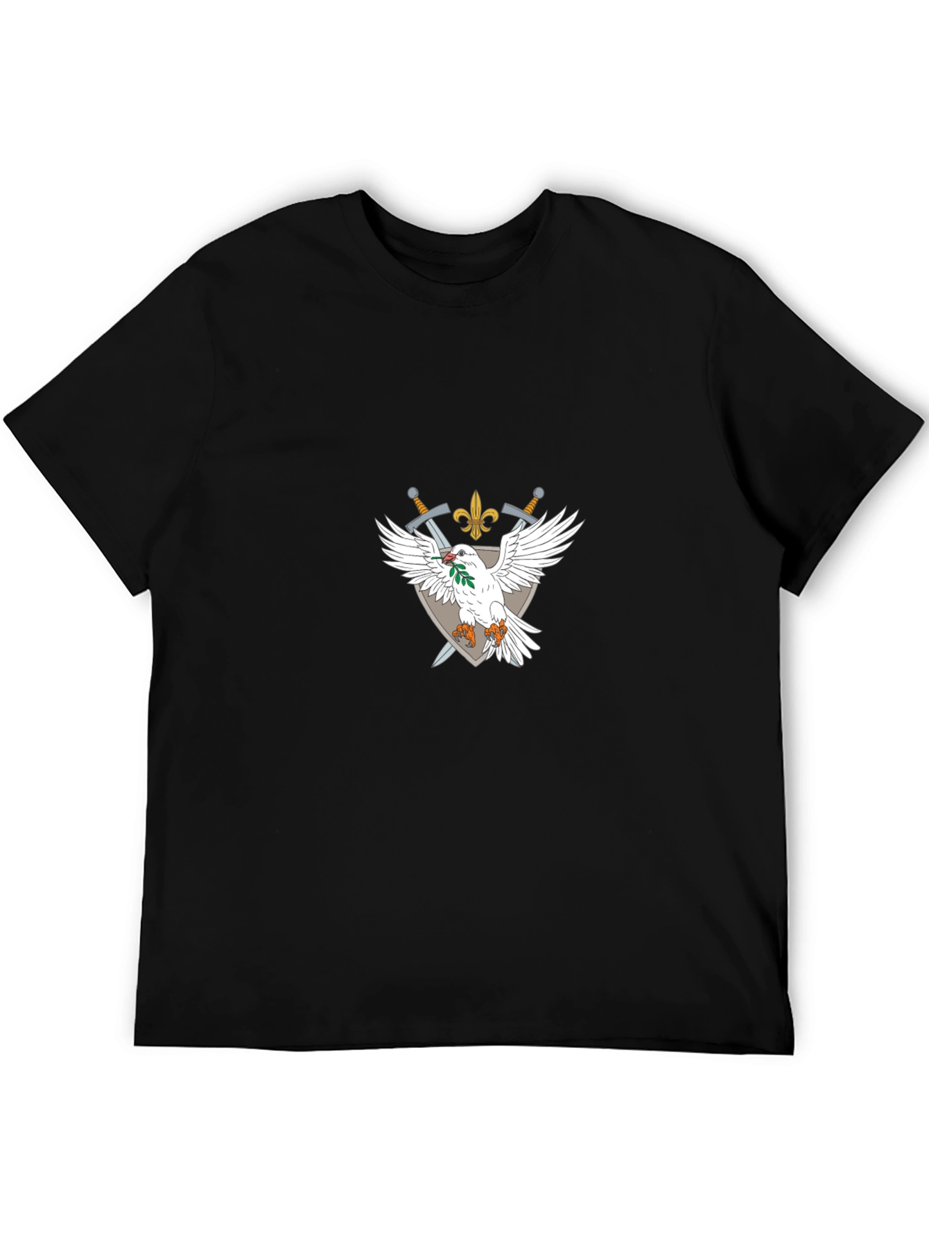 Emblem Tee: White Dove Crossed Swords Fleur-de-lis