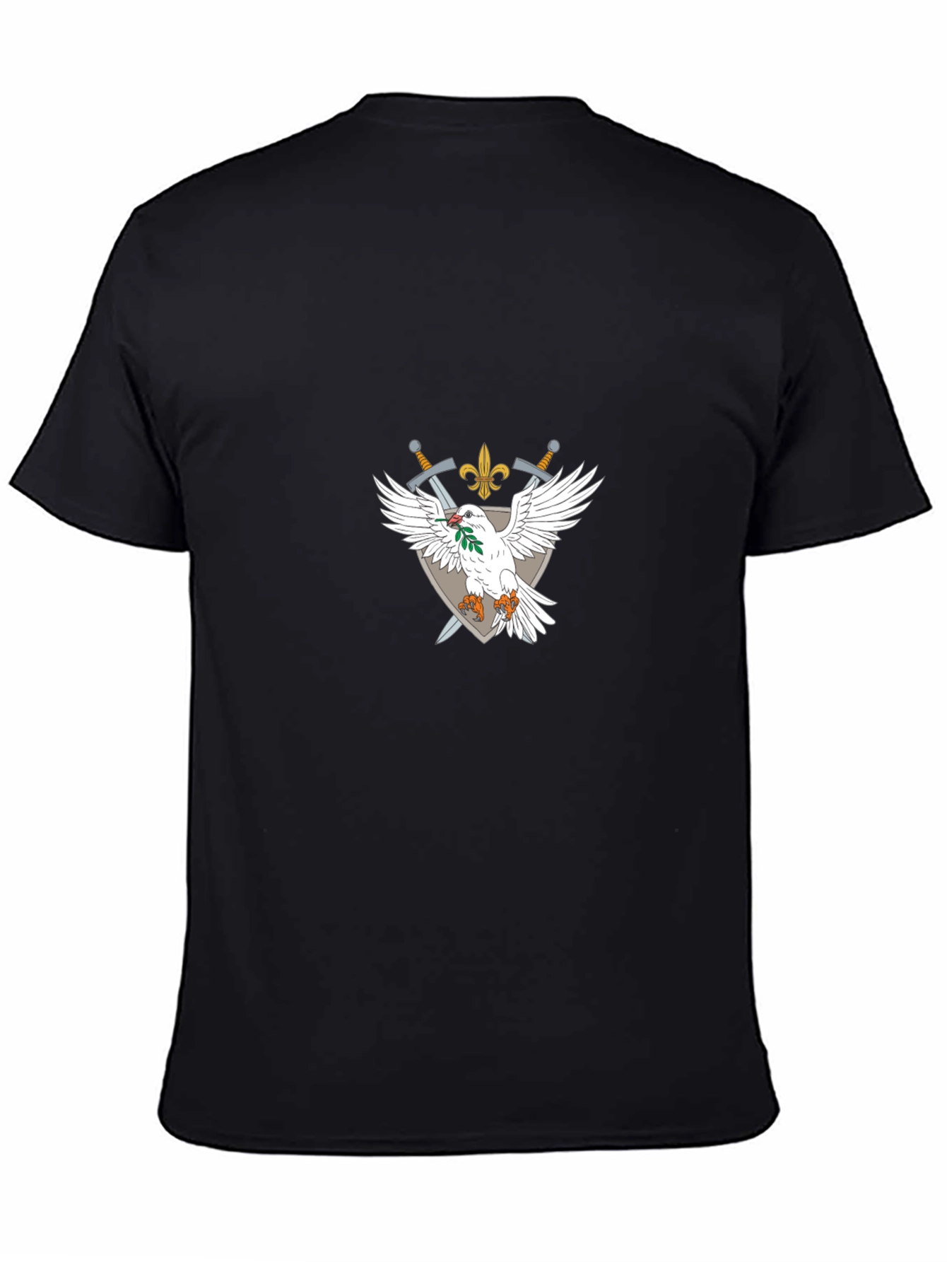 Emblem Tee: White Dove Crossed Swords Fleur-de-lis