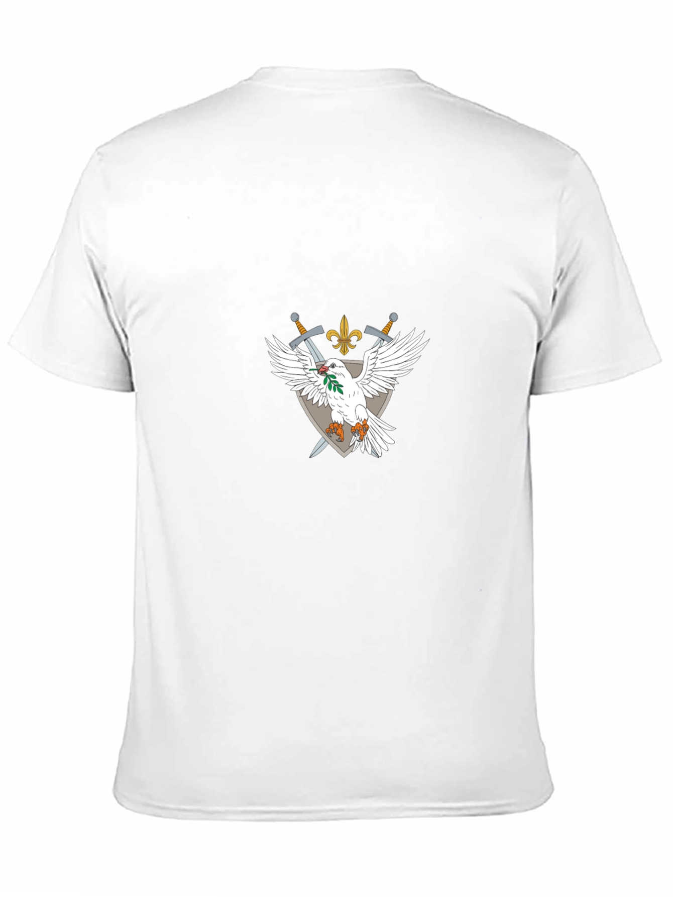 Emblem Tee: White Dove Crossed Swords Fleur-de-lis