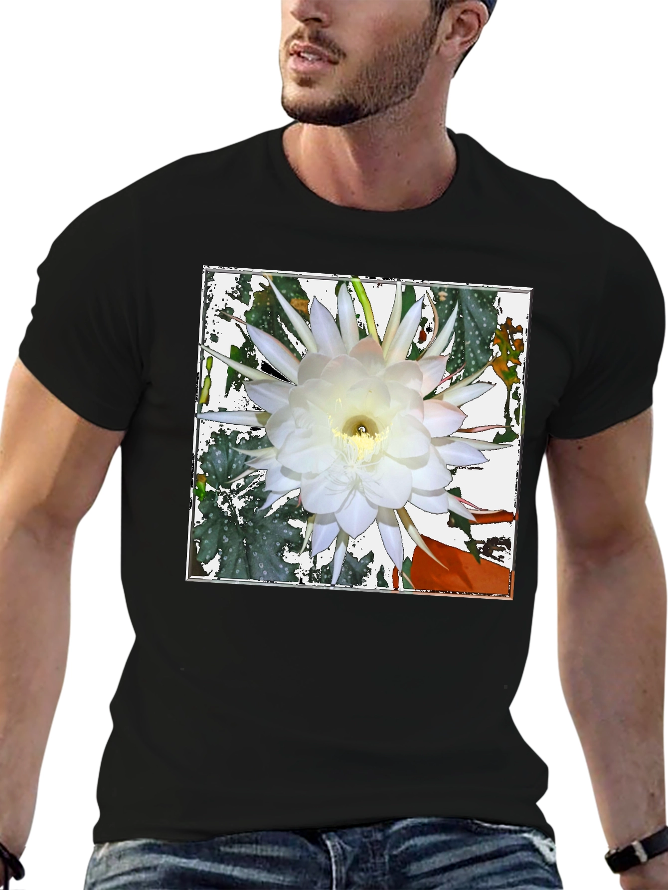 Floral Graphic Tee - Night Blooming Cereus Design