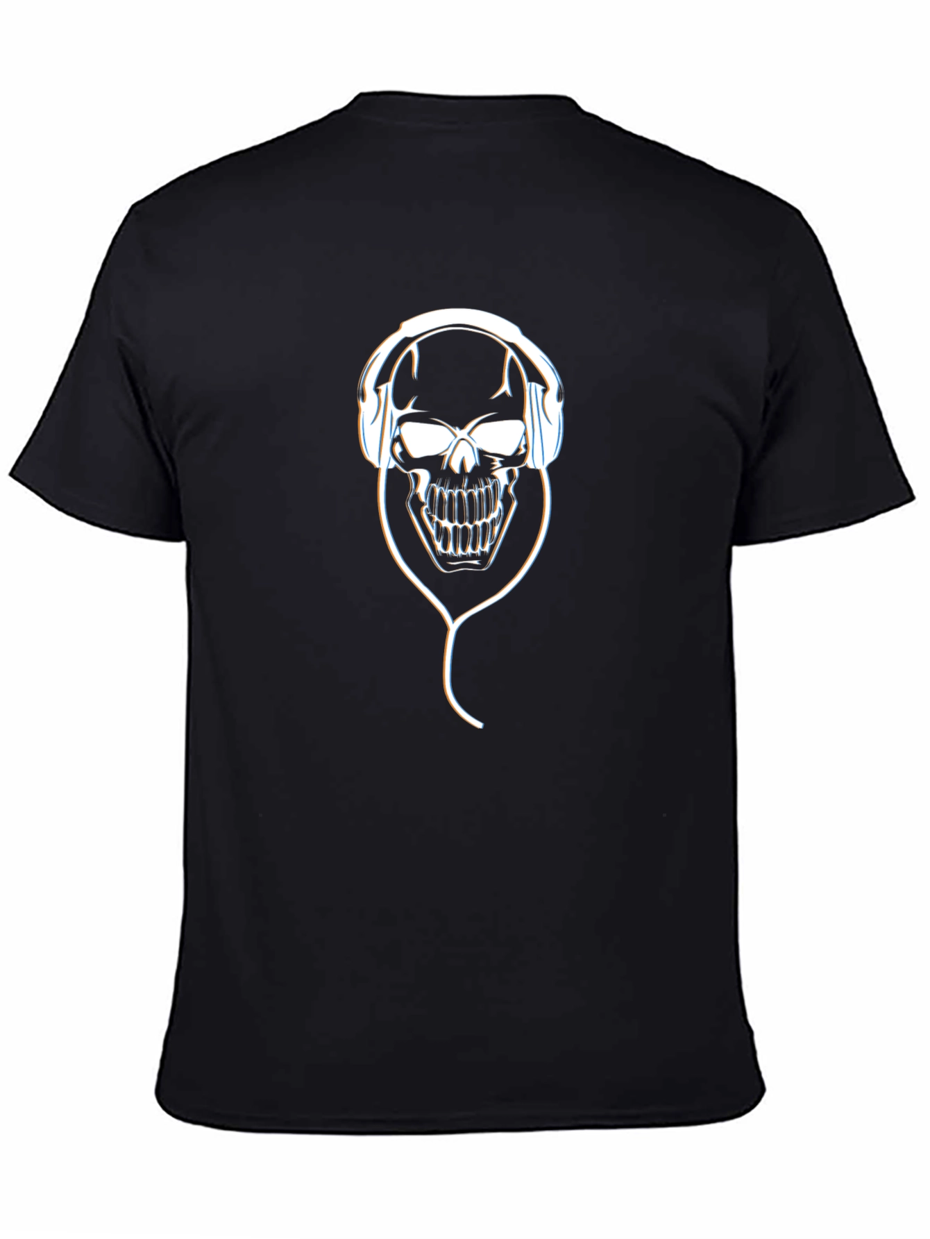 Skull with Headphones Graphic T-Shirt - Black