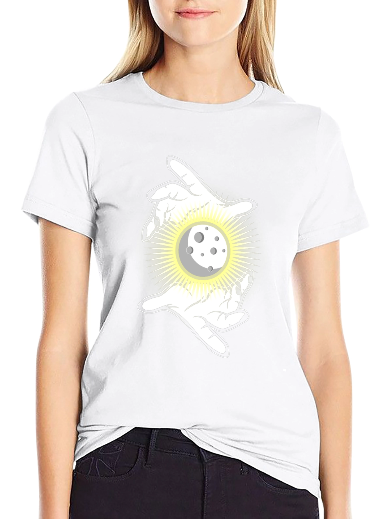 Mystic Moon Hands Black T-Shirt